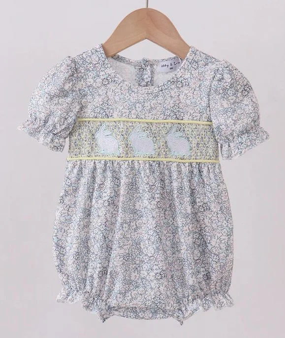Floral Bunny Smocked Bubble