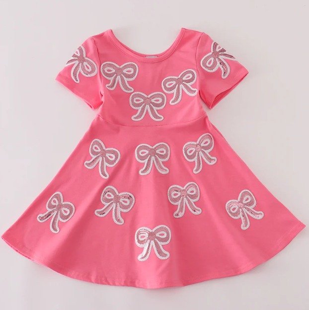 Pink Sequin Bow Dress