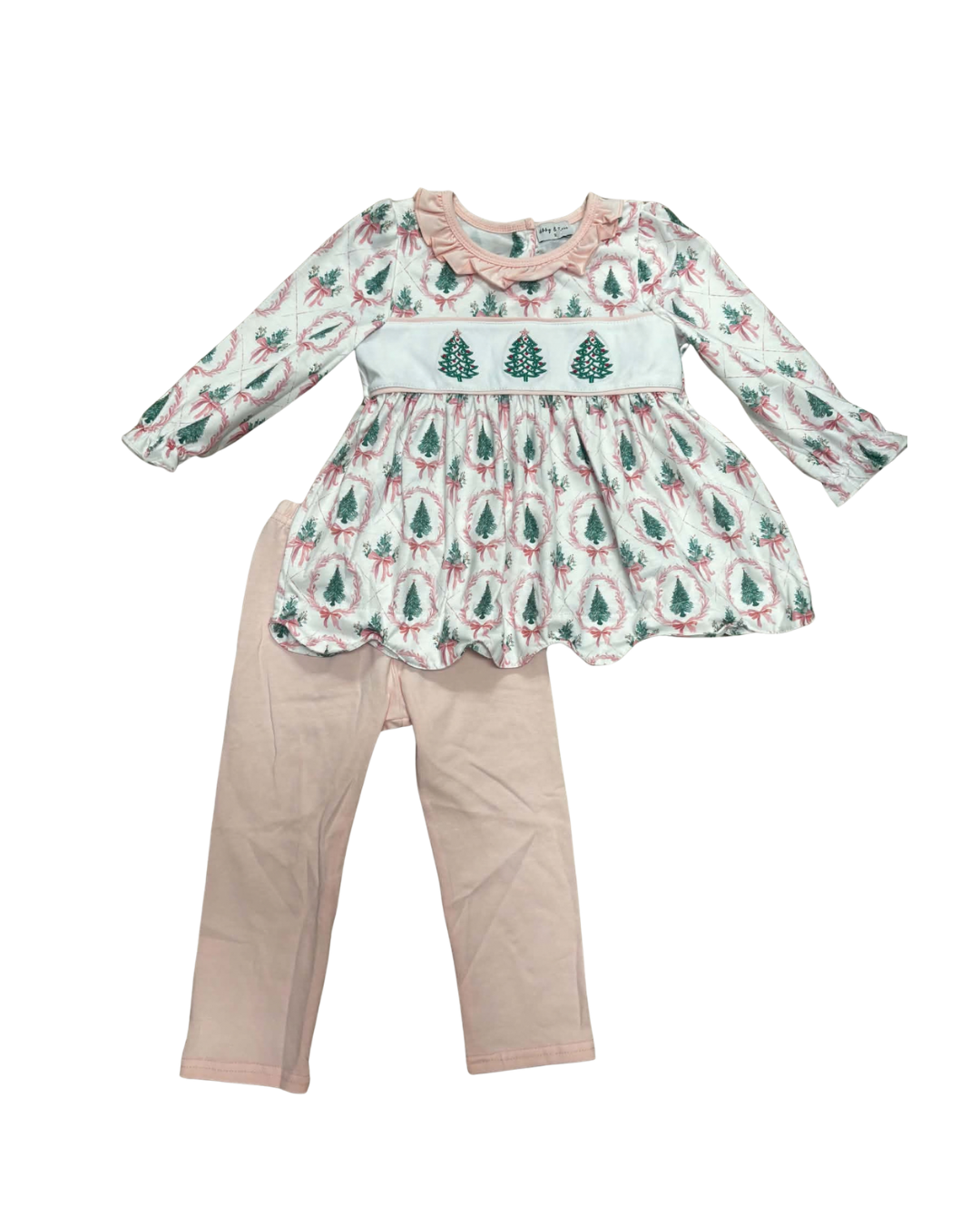 Pink Christmas Tree Pant Set