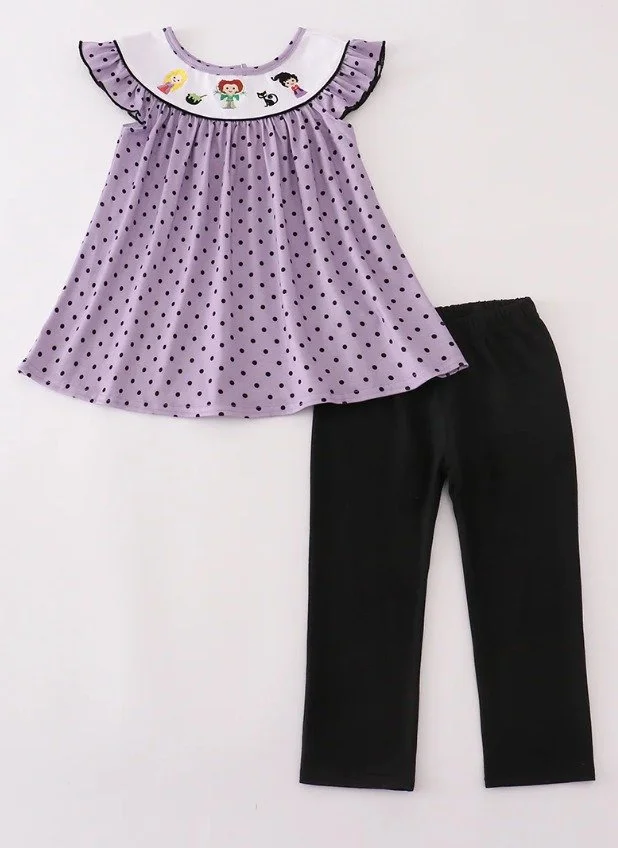 Purple Halloween Dot Pant Set