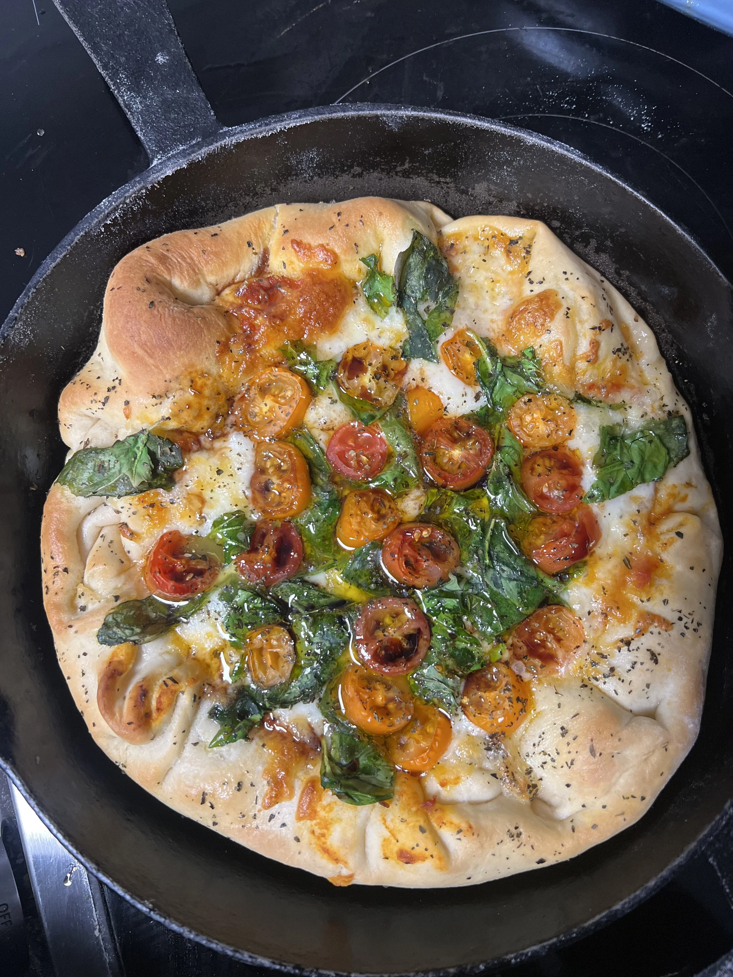 Margherita pizza with balsamic glaze