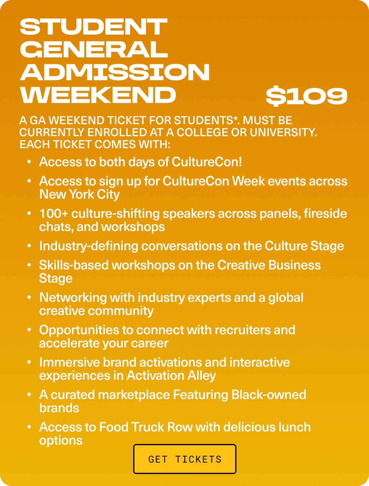 STUDENT GA WEEKEND Ticket