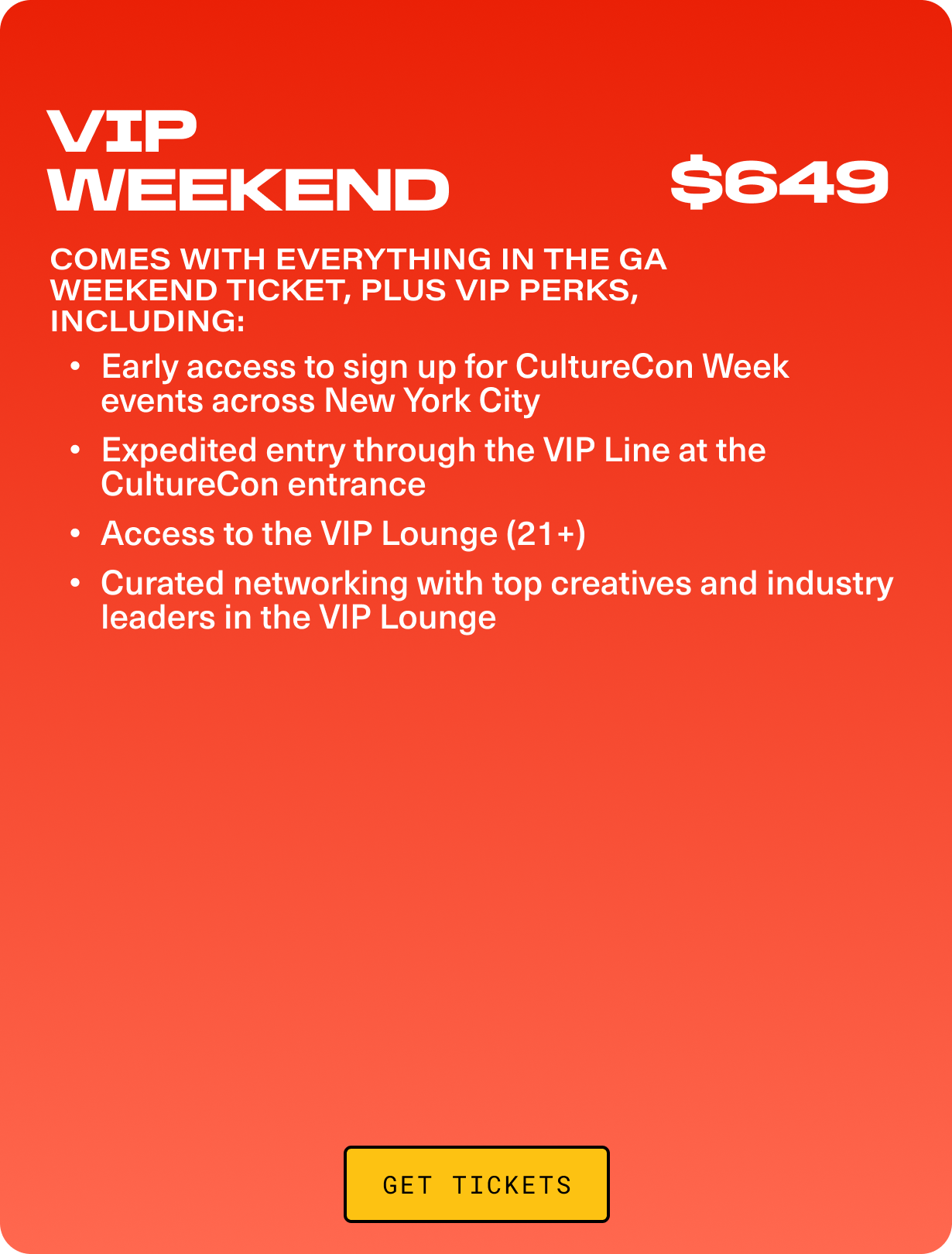 VIP WEEKEND ticket