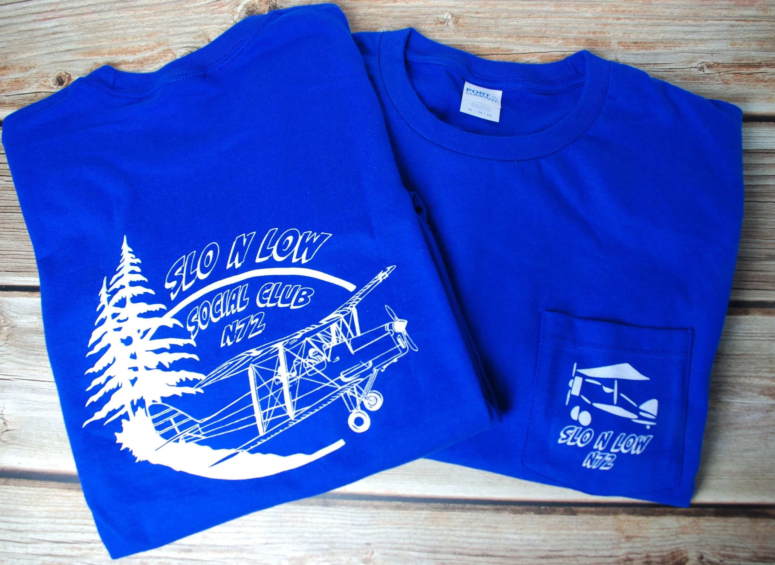 screen printed pocket t-shirt for flying club