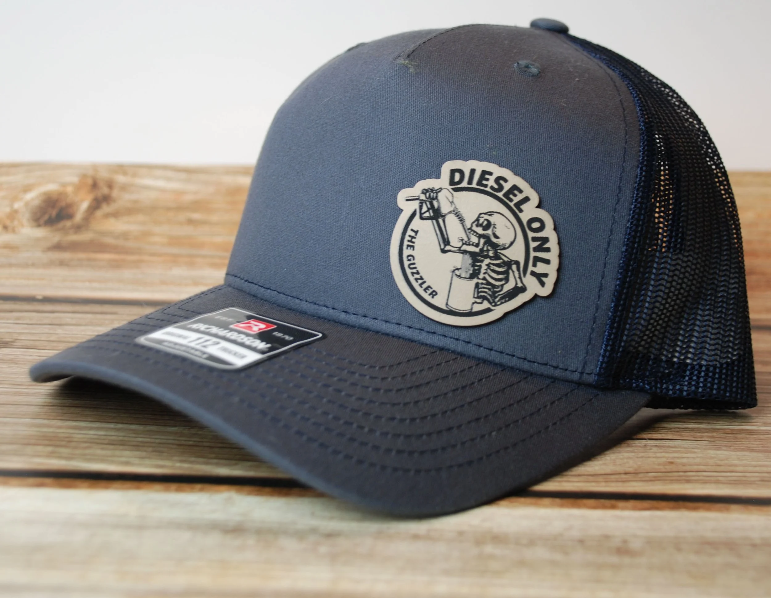 Leatherette patched baseball hat