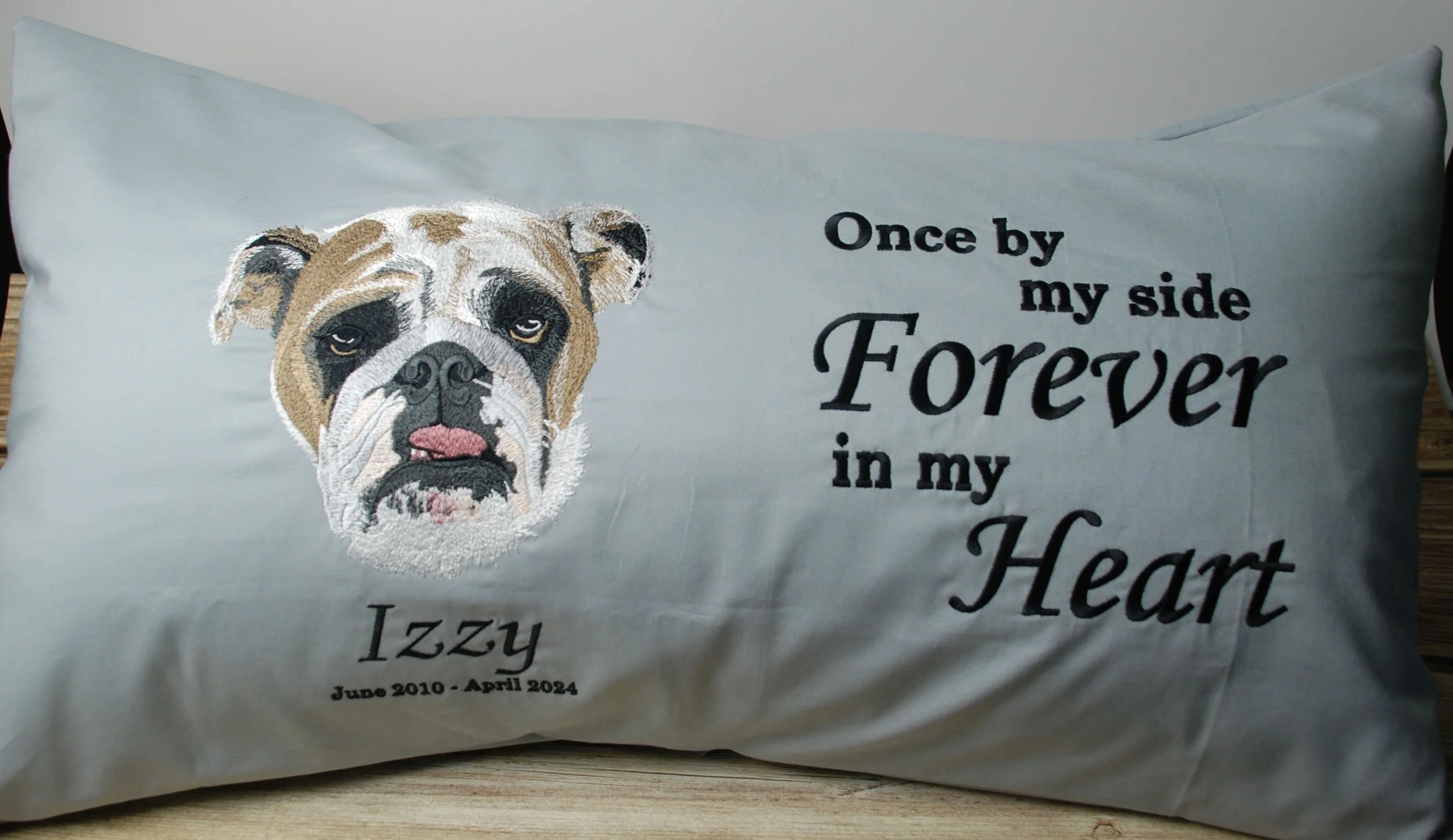 custom embroidered memorial pet pillow