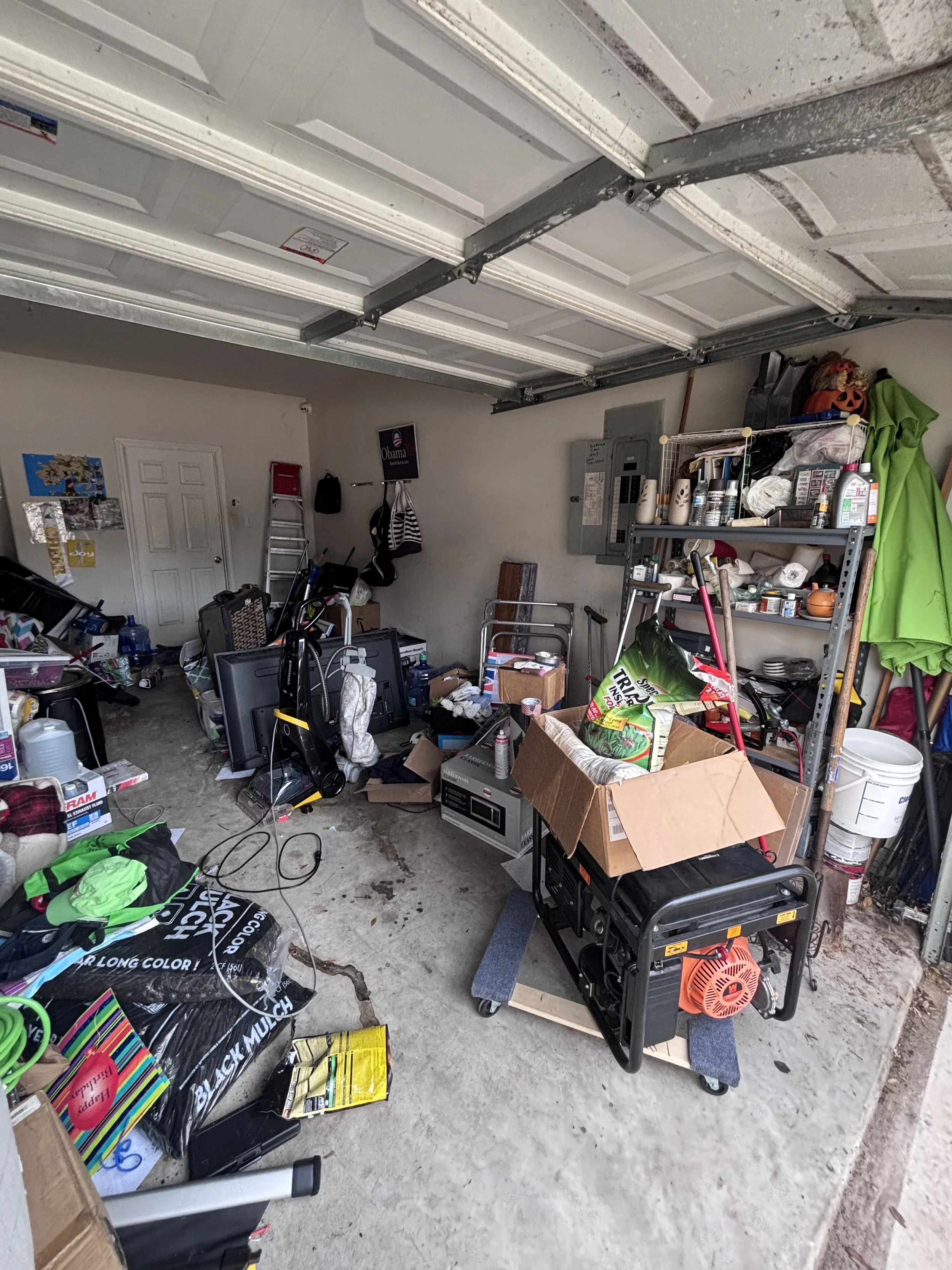 Declutter the garage by creating zones that allow you to find items more quickly and a place to park your vehicles. Creating zones allows items to be accessed and put away more quickly. 