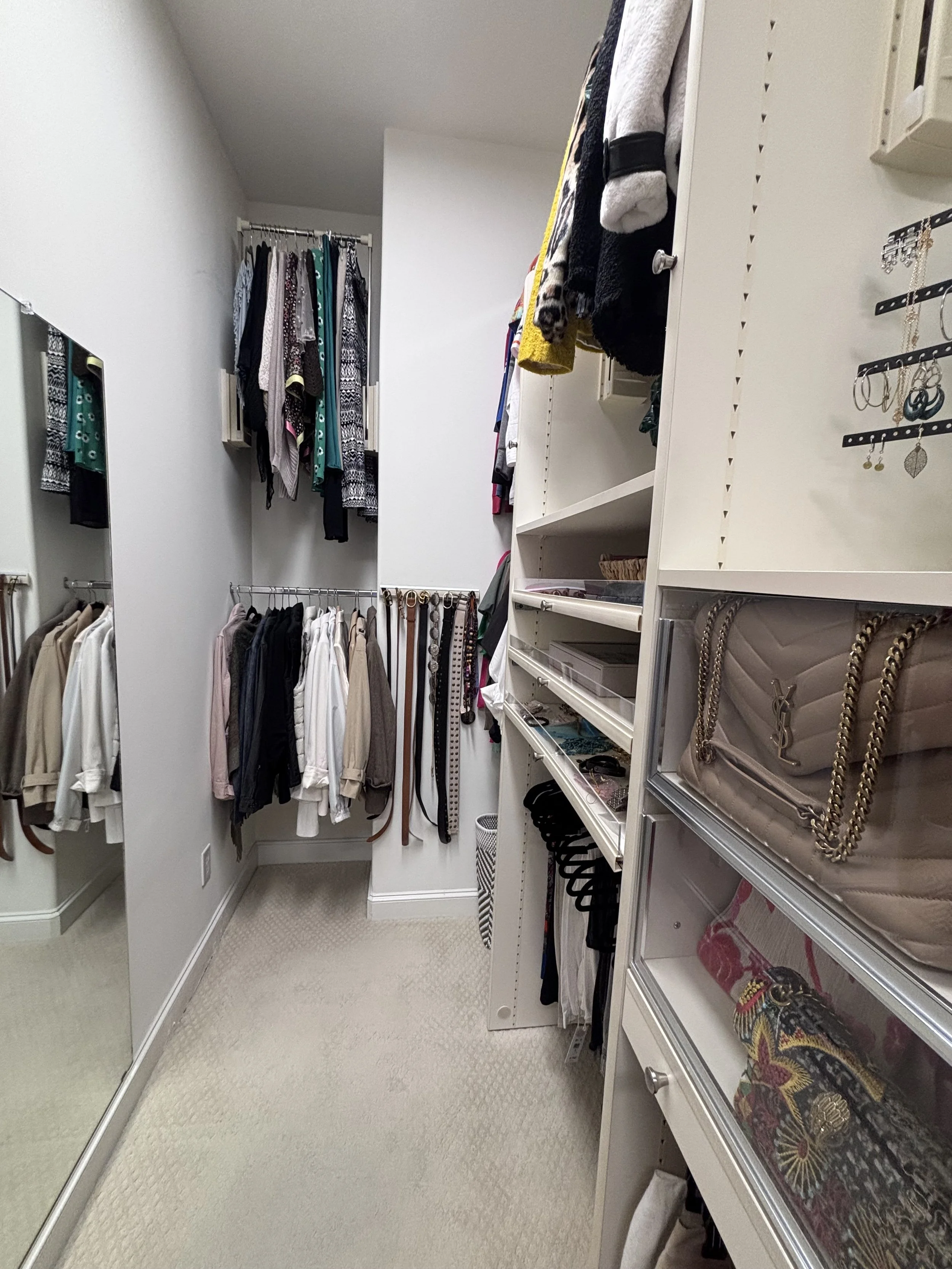 We can help enhance the already amazing closet you have! Organized closets add time back into your day instead of rummaging for a lost shoe or pants. Organized closets also allow you to wear more of your wardrobe then when clothing is stuffed in a co