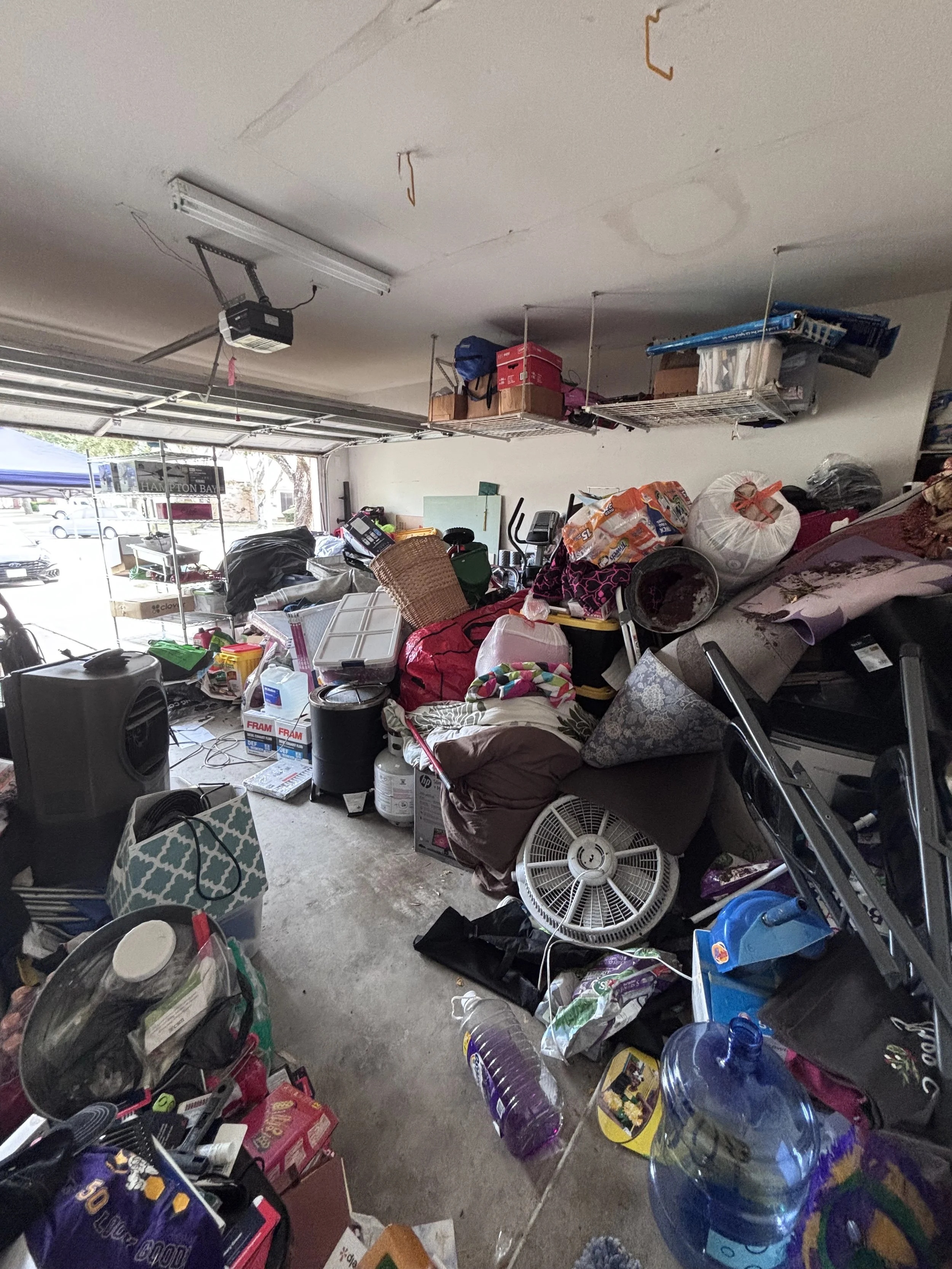 Declutter the garage by creating zones that allow you to find items more quickly and a place to park your vehicles. Creating zones allows items to be accessed and put away more quickly. 