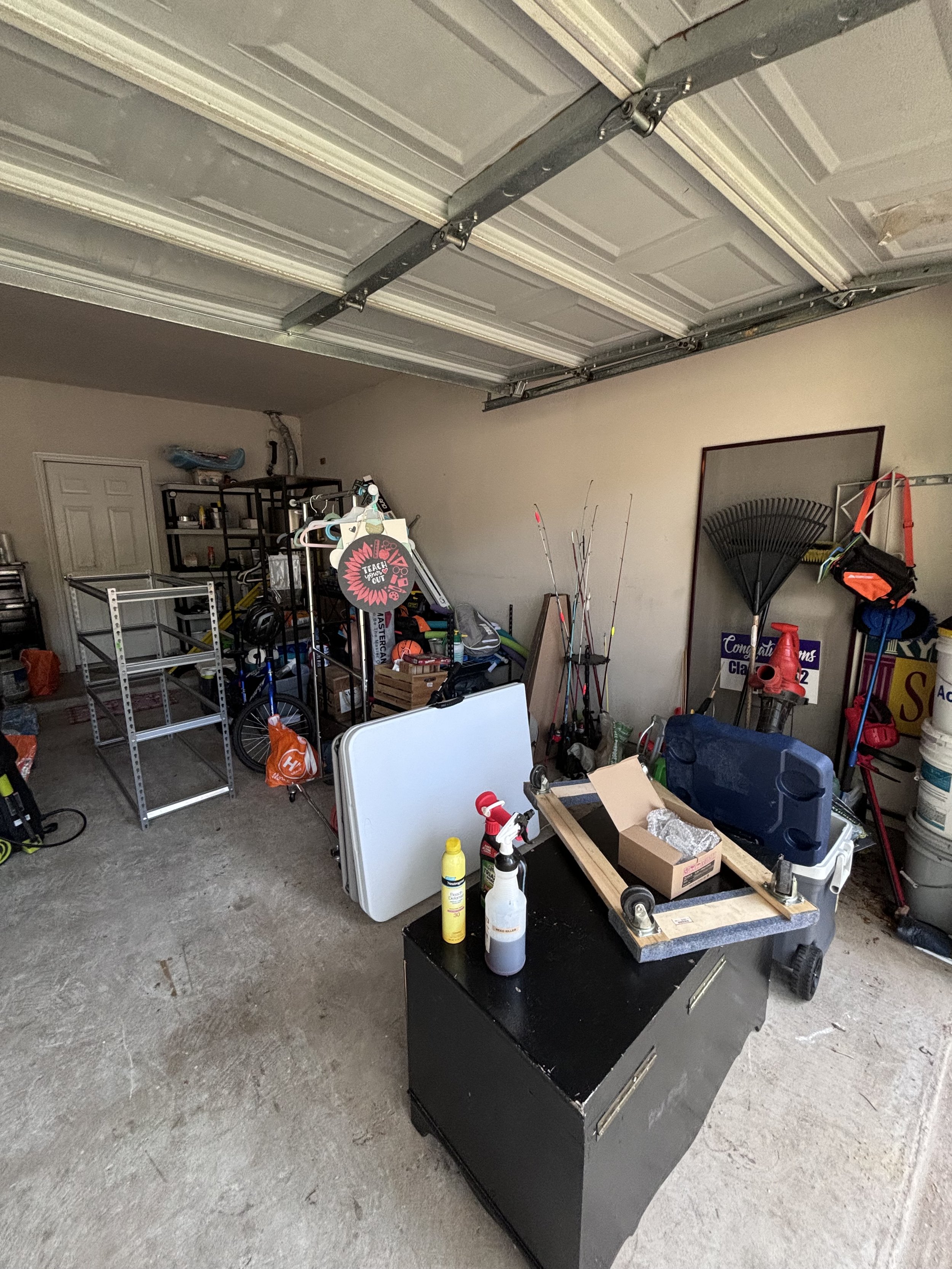 Declutter the garage by creating zones that allow you to find items more quickly and a place to park your vehicles. Creating zones allows items to be accessed and put away more quickly. 
