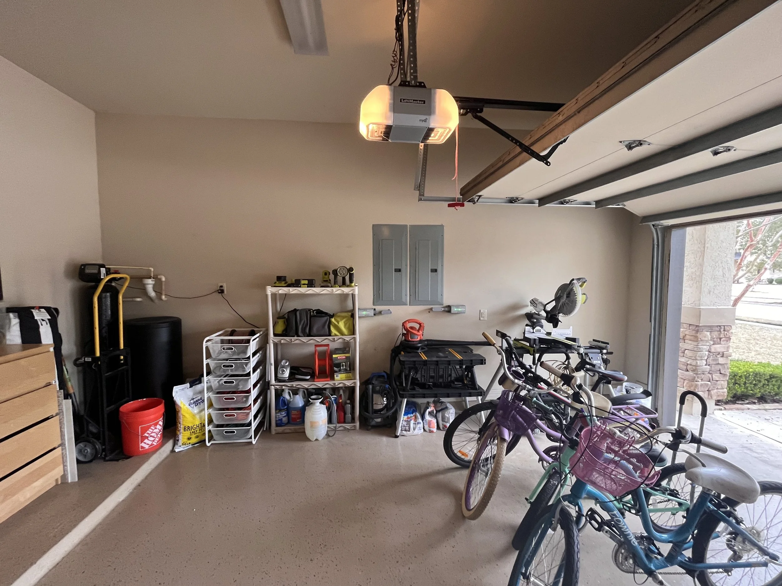 Garage organization and declutter creates an immense amount of usable space for this 3 car garage. There are now systems in place to allow for maximum organization in this garage. 