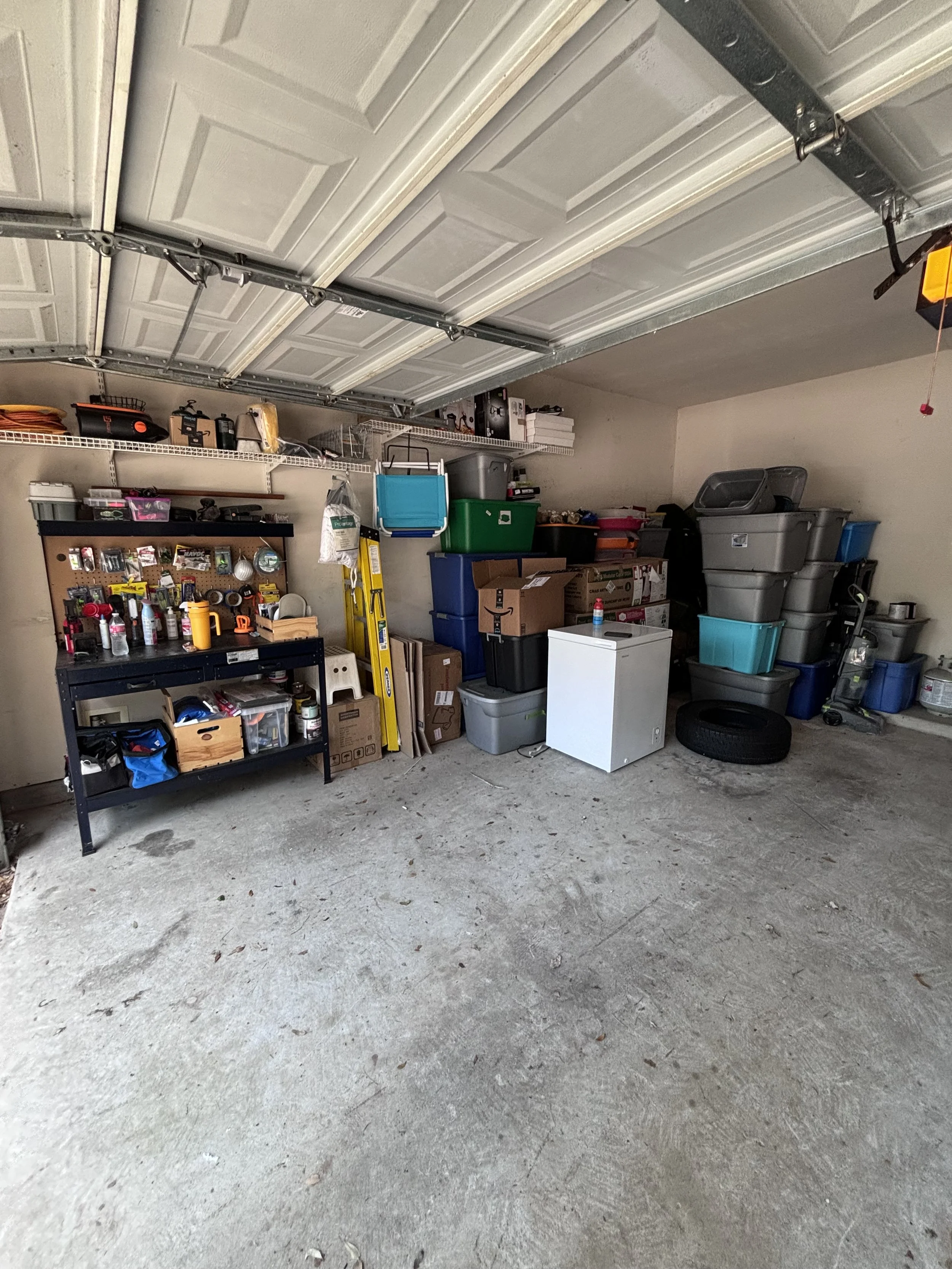 Declutter the garage by creating zones that allow you to find items more quickly and a place to park your vehicles. Creating zones allows items to be accessed and put away more quickly. 