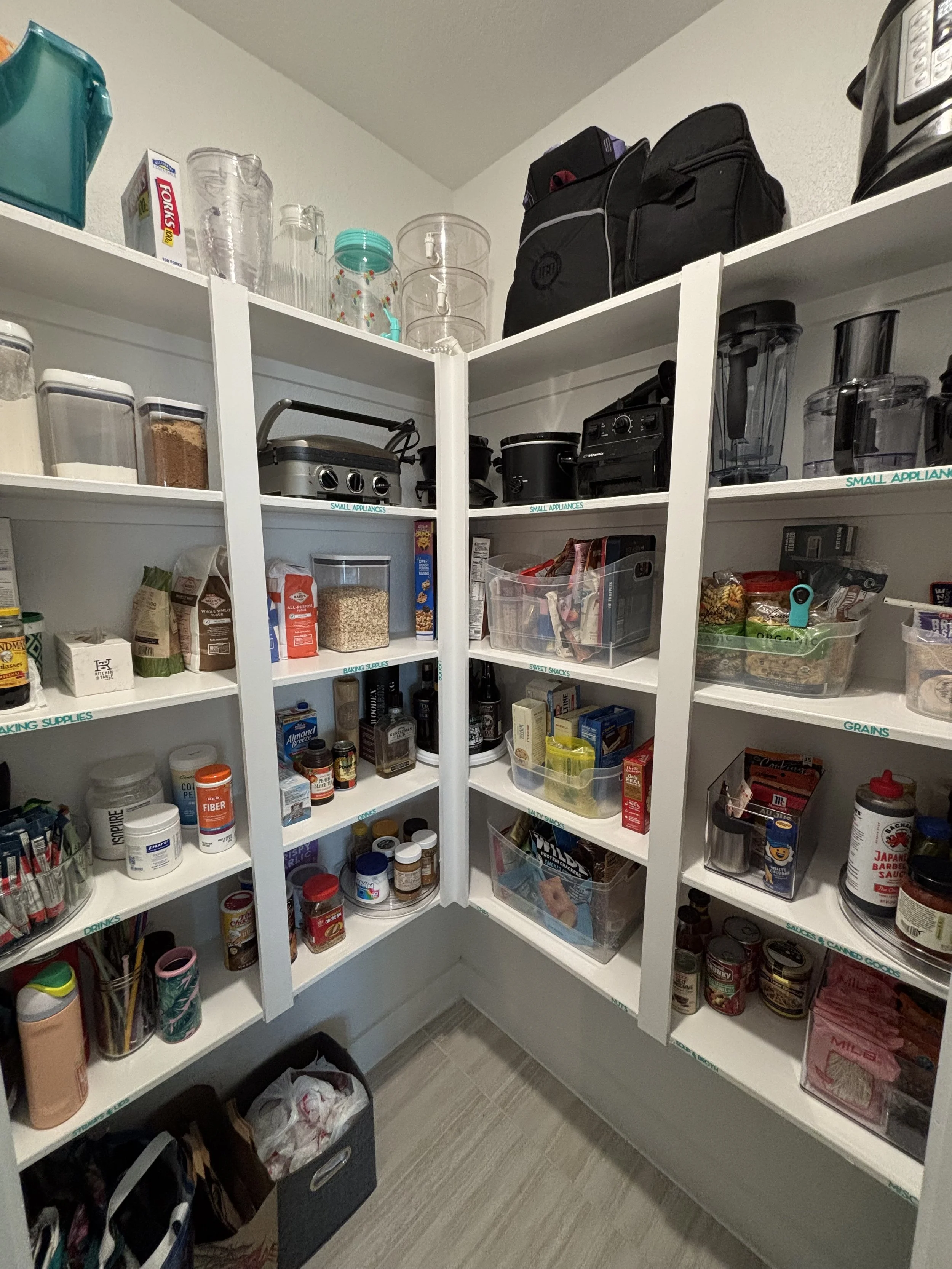 pantry organization and design should be thought out based on how you use the space. having an organized pantry makes prepping meals so much easier. having an organized pantry allows everyone to know where things belong. no more wasting money because