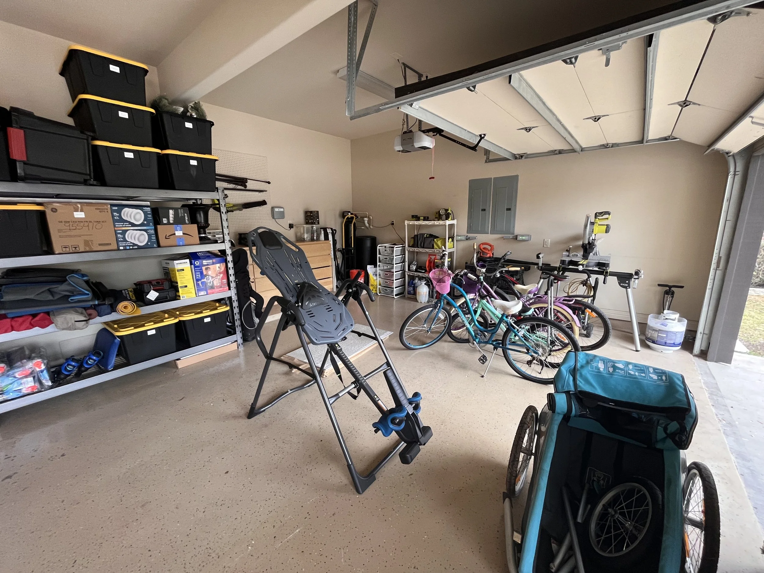Garage organization and declutter creates an immense amount of usable space for this 3 car garage. There are now systems in place to allow for maximum organization in this garage. 