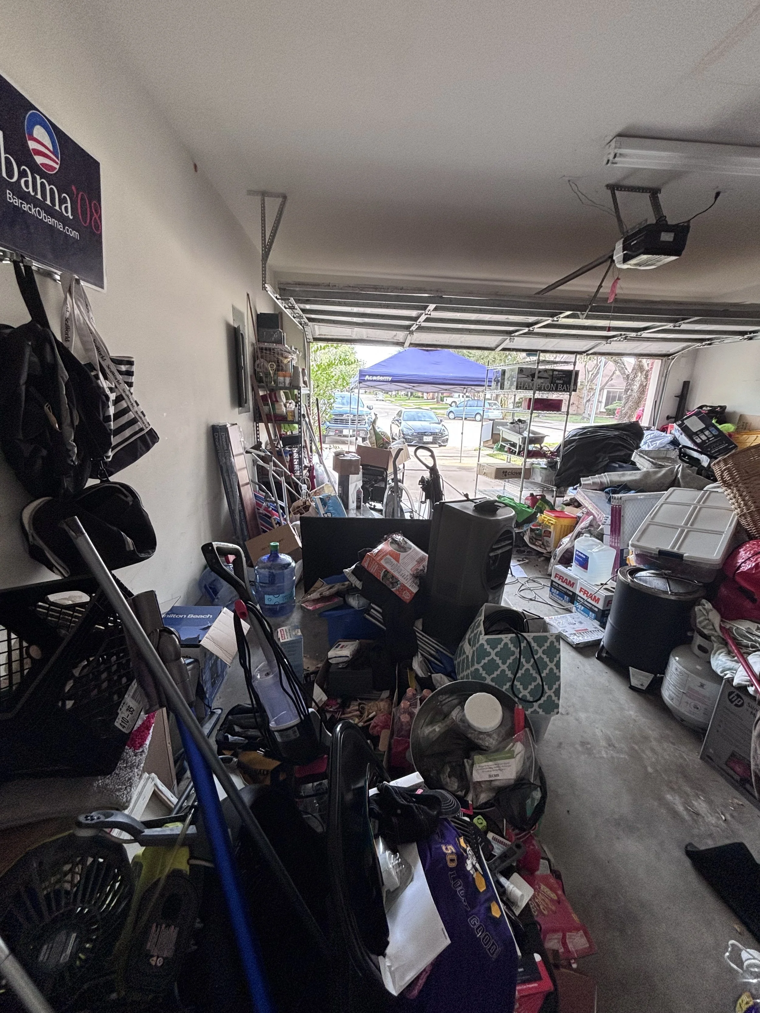 Declutter the garage by creating zones that allow you to find items more quickly and a place to park your vehicles. Creating zones allows items to be accessed and put away more quickly. 