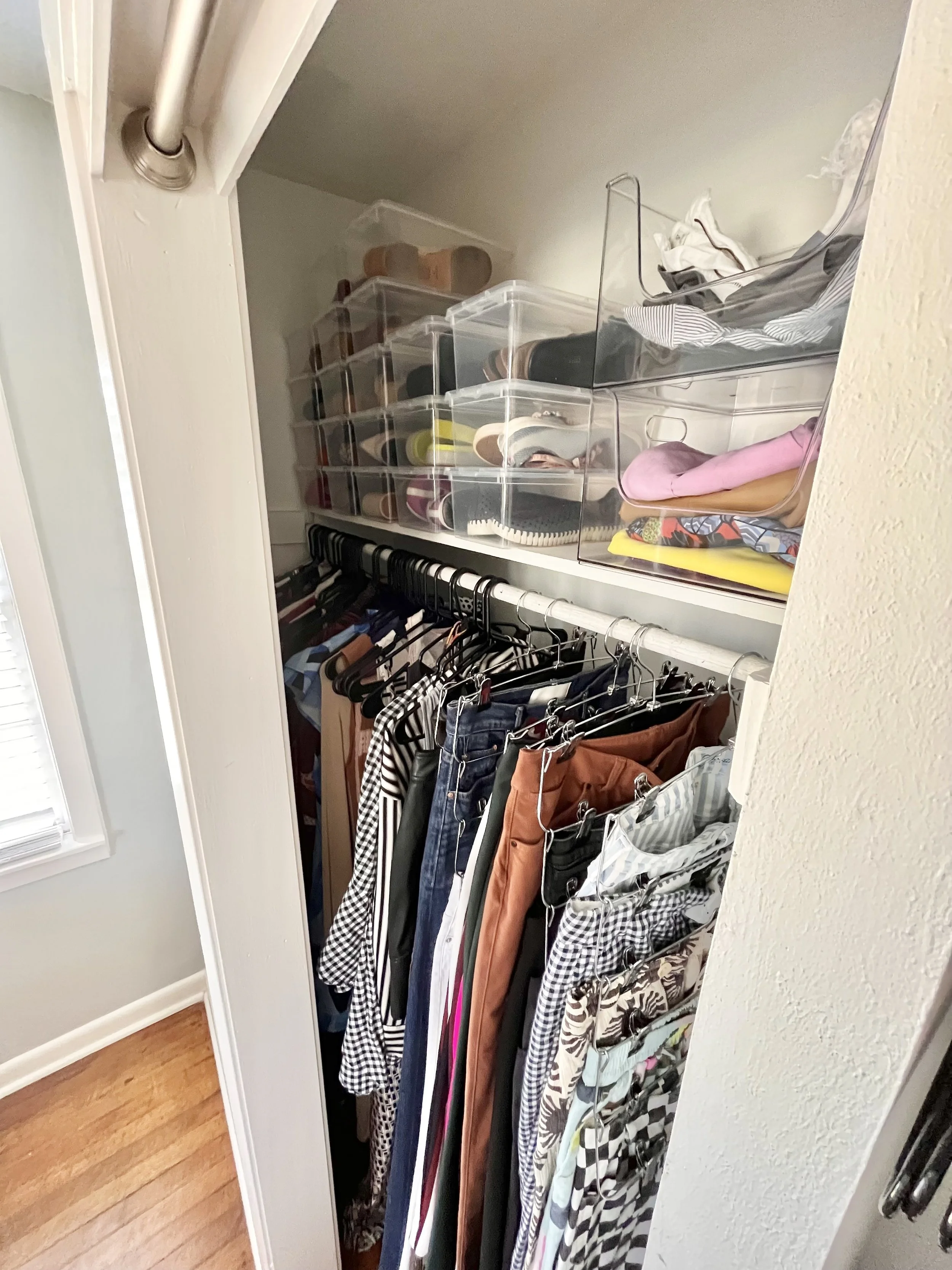 No matter the size of the closet, organizing products can change how a closet functions. Bedroom closets can really set the tone for your day. Organized closets add time back into your day instead of rummaging for a lost shoe or pants. Organized clos