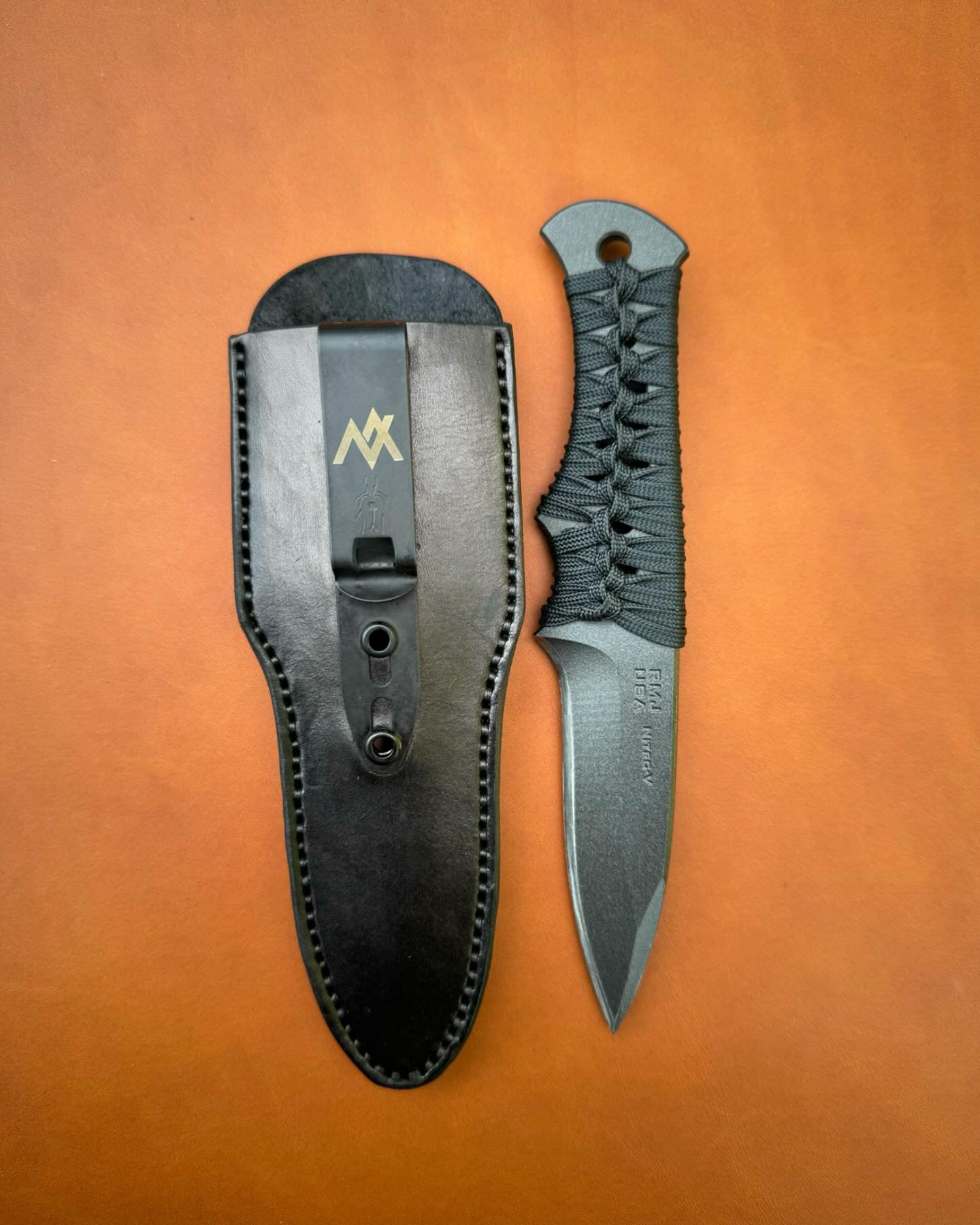 Re-Wrap on an RMJ blood shark and leather deep sheath #nybergmade #rmj #rmjbloodshark #allblackeverything