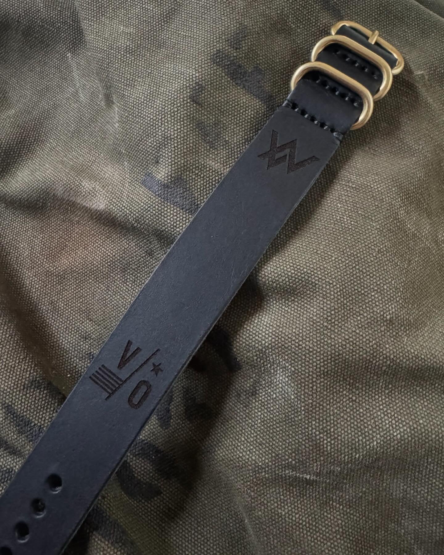 Custom engraved strap on some brass hardware headed out #nybergmade #antiwatchwatchclub #watchesofespionage #veteranoverland