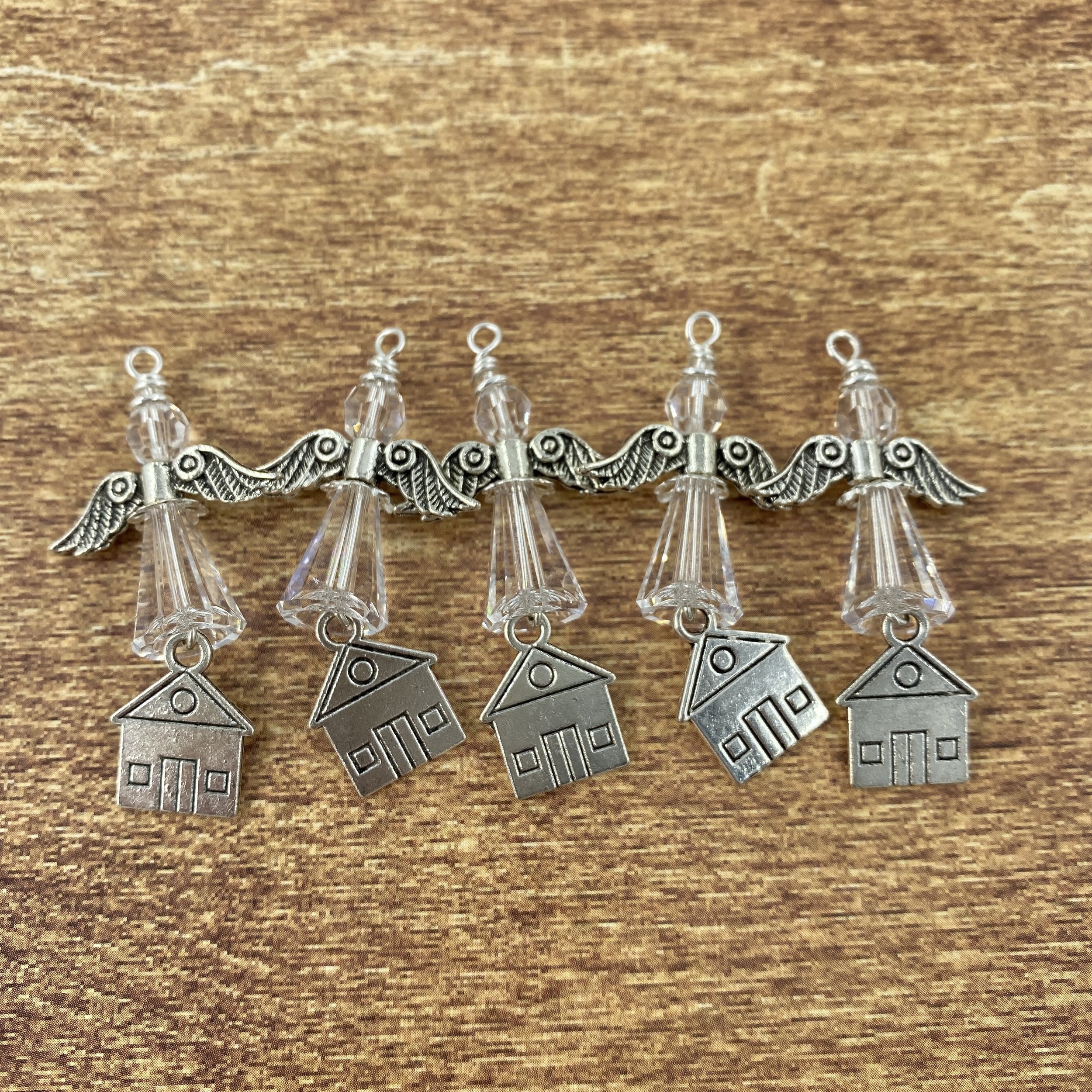 Small clear angels with "Home Sweet Home" Charms