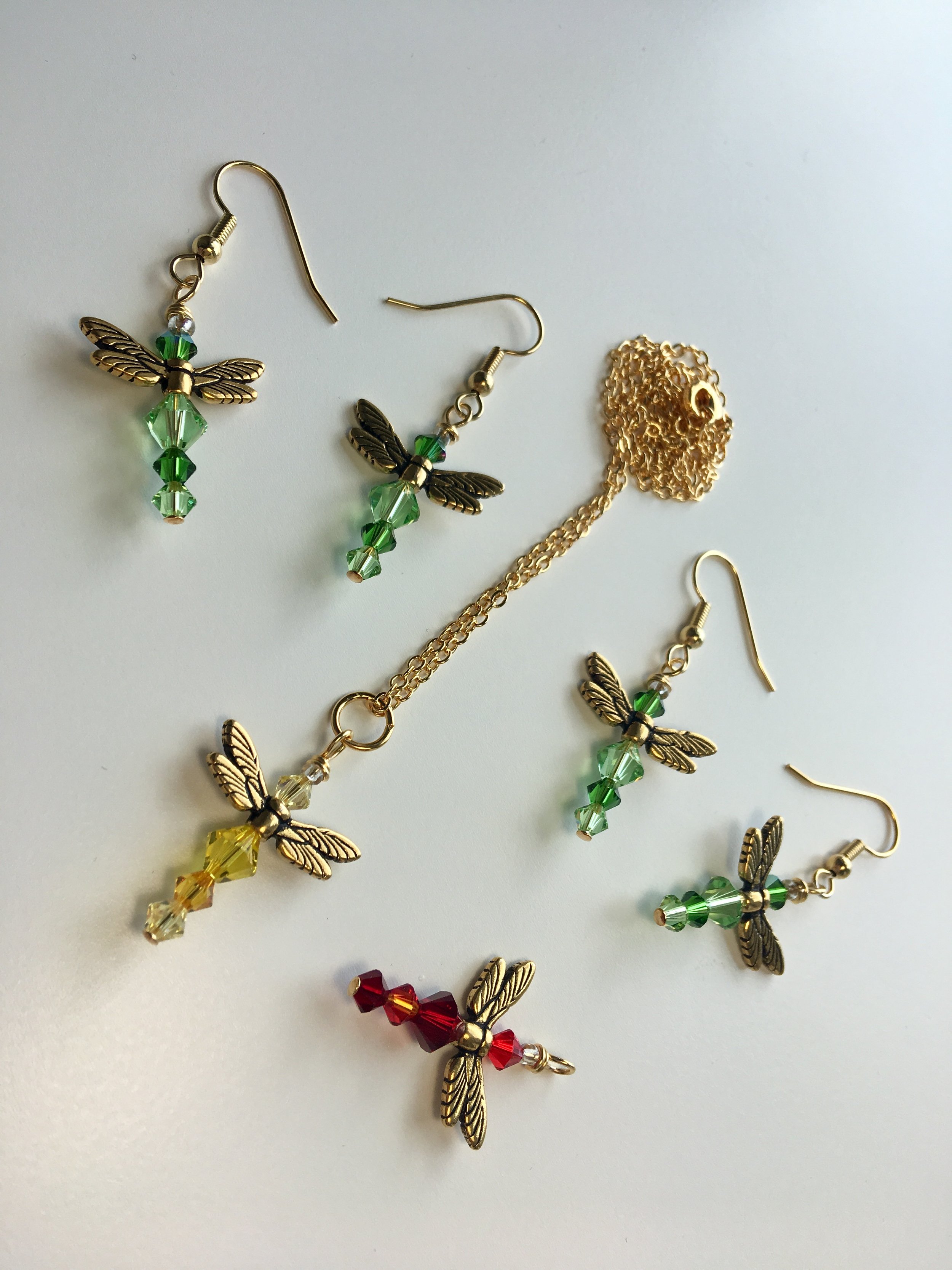 Friendship Dragonfly earrings and necklace