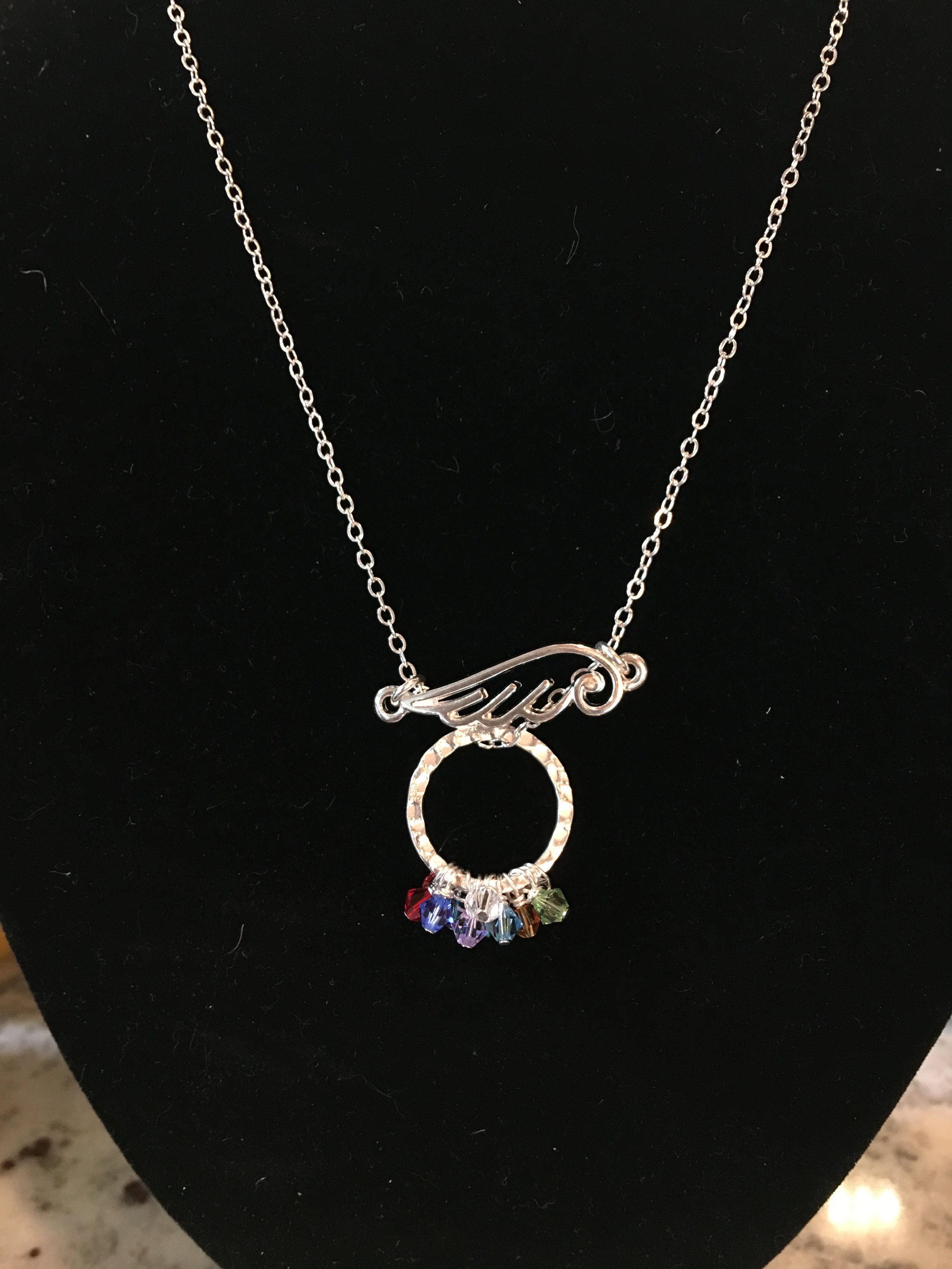 Signature Circle of Angels necklace with family birthstones
