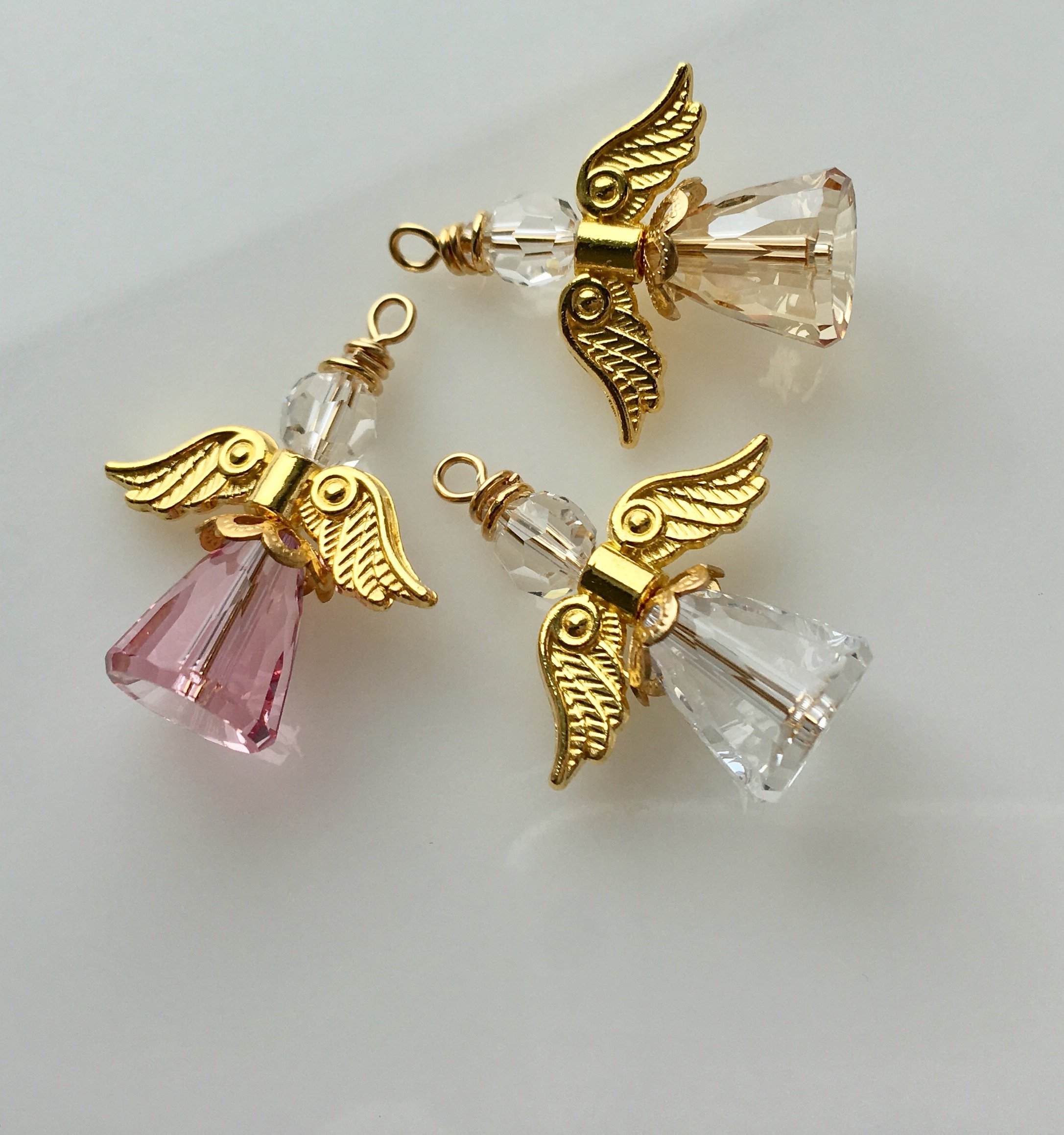 Light pink, clear, and champagne angels