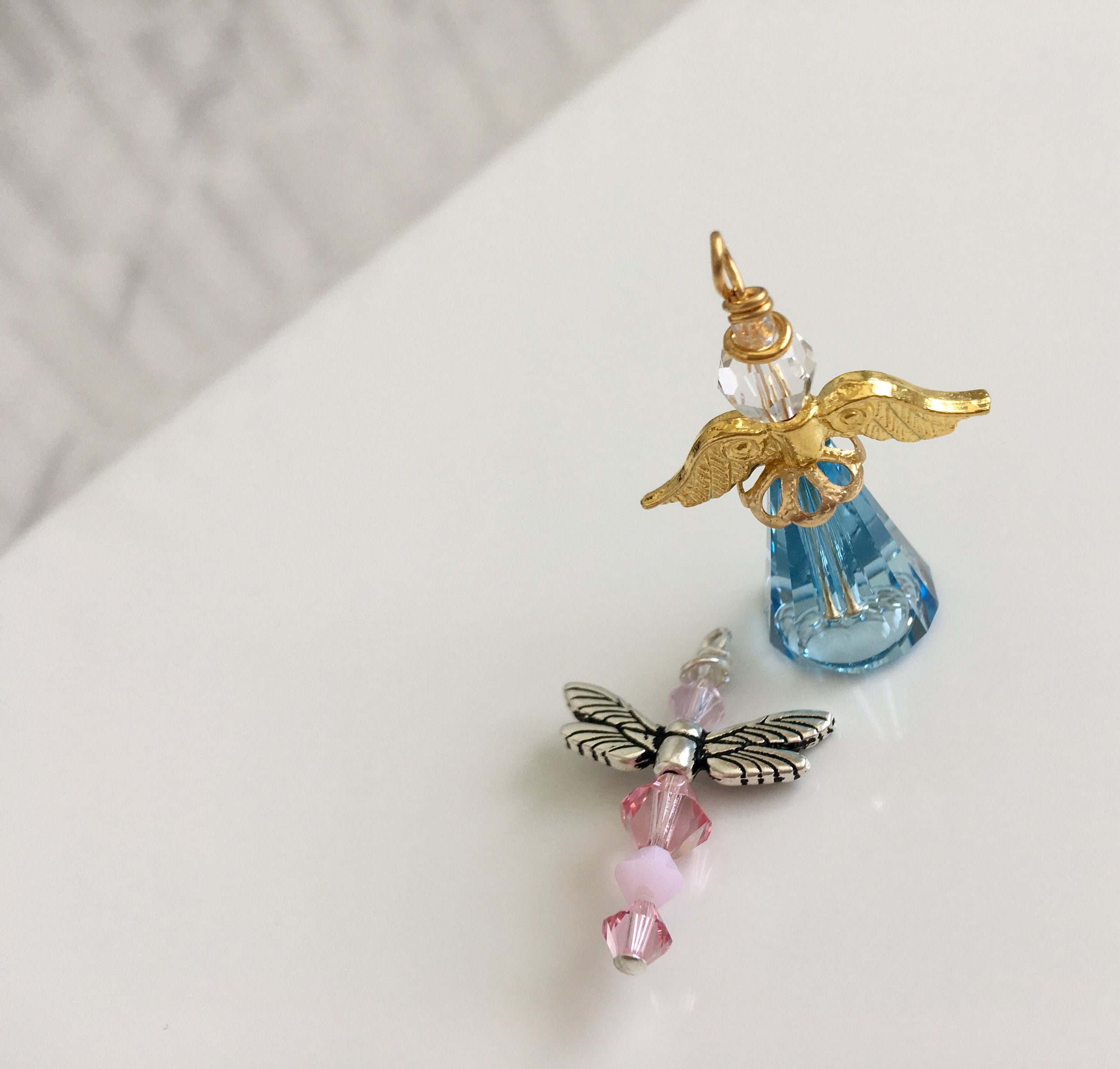 Light blue angel and pink Friendship Dragonfly
