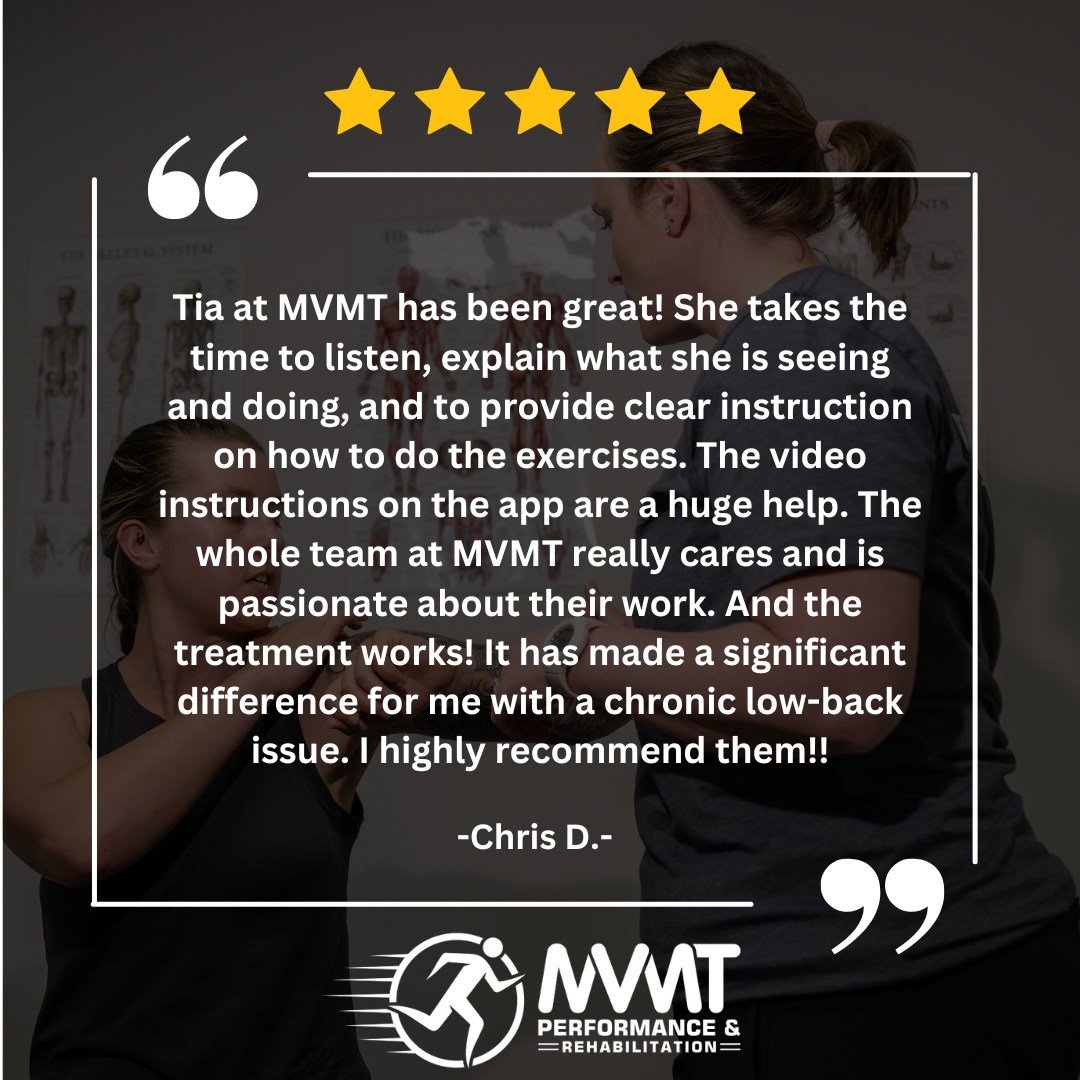 Thank you for the review Chris! It's our pleasure to help those that are serving our community and keeping us safe! 😃

#TestimonyTuesday #LowBackRehab #MVMTrehab #SportsMedicine #PerformancePhysicalTherapy