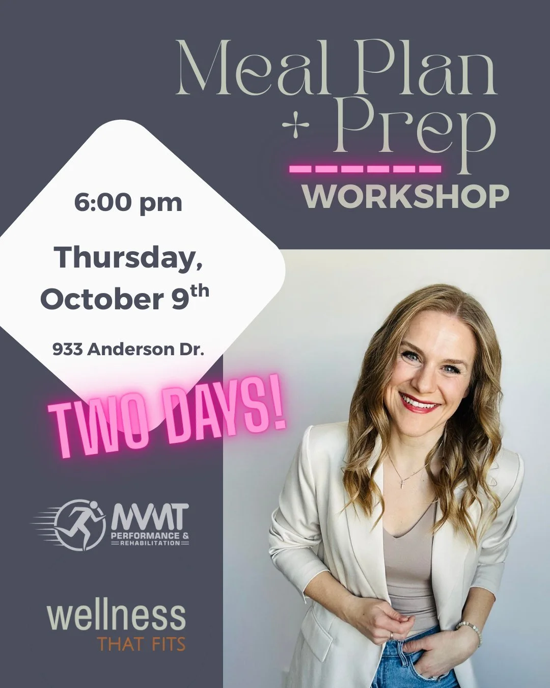 T-MINUS 2 days and there's still time to register for this free event!

Cassie is a wealth of knowledge and has significantly helped Trevor and I feed our family with well rounded, healthy and easy to follow meals!

@wellnessthatfits 

🥗 👉 RSVP lin