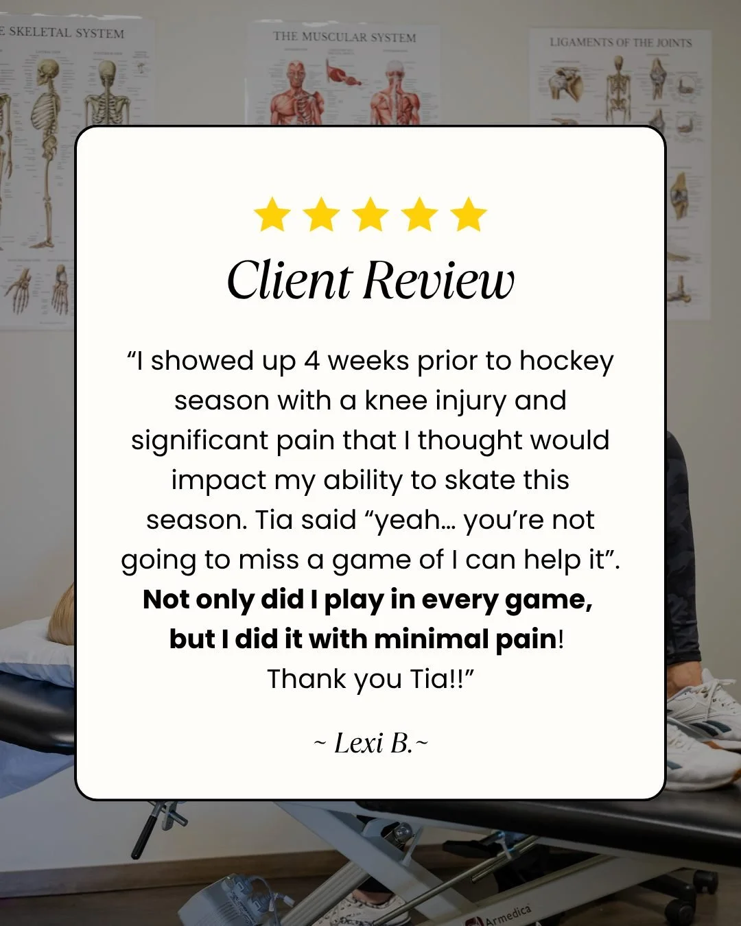 After frustrating answers from other providers, most people would hang up the skates. 🏒  Not this badass athlete &mdash; and definitely not on Tia&rsquo;s watch. 💪

She came in thinking her season was shot. Fast forward &mdash; she played every gam