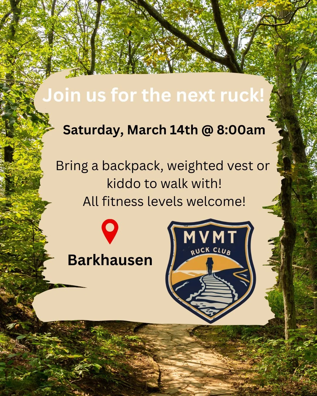 WE'RE BACK!! Time to take advantage of this spring weather and hit the trails for our first ruck of the year - this Saturday at 8am!