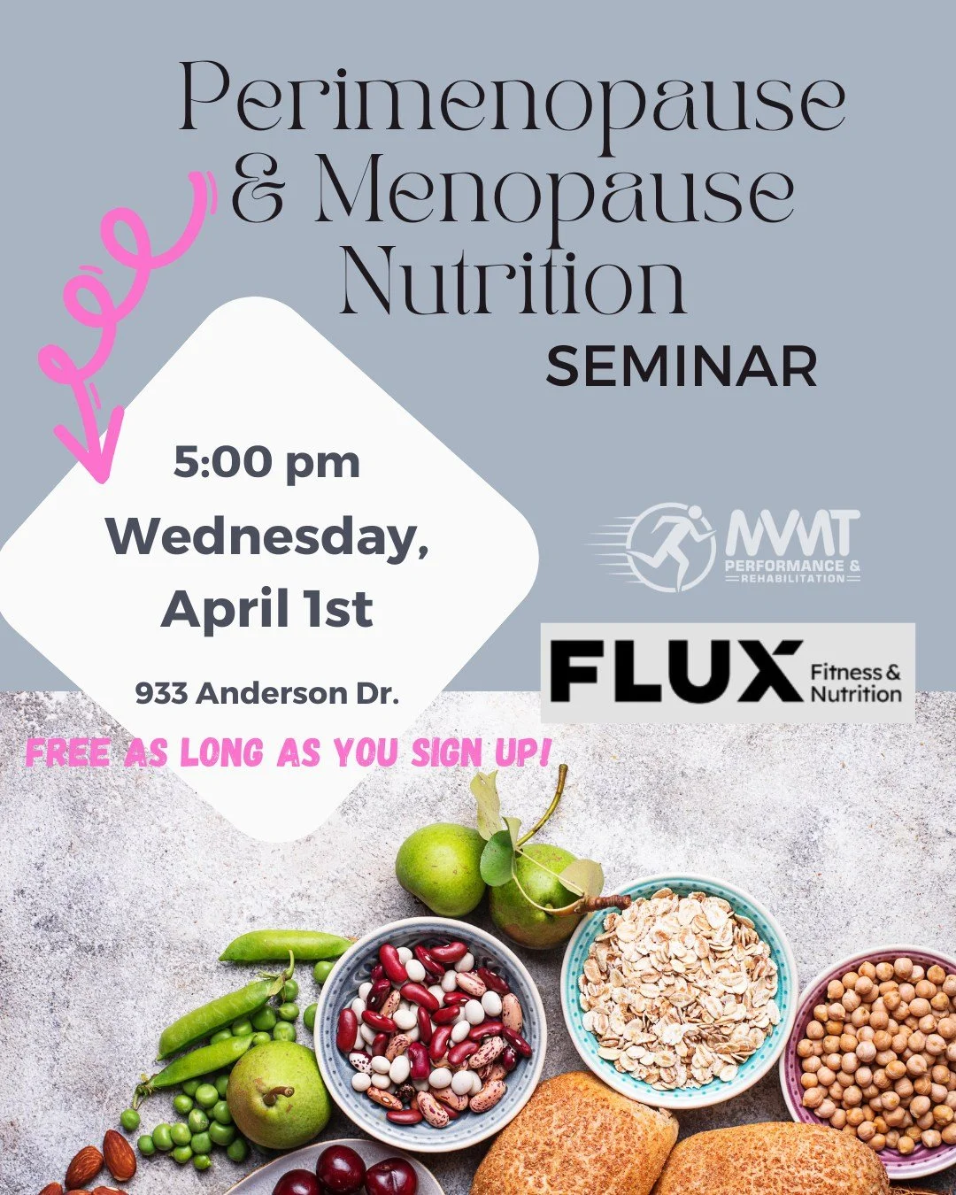 THIS WEDNESDAY Flux Nutrition is coming to MVMT to talk about all things menopause and nutrition! 

Come learn more at this free event and get all your questions answered 👏 

Sign up link here: https://events.mvmtgb.com/-flux-nutrition-mvmt-menopaus