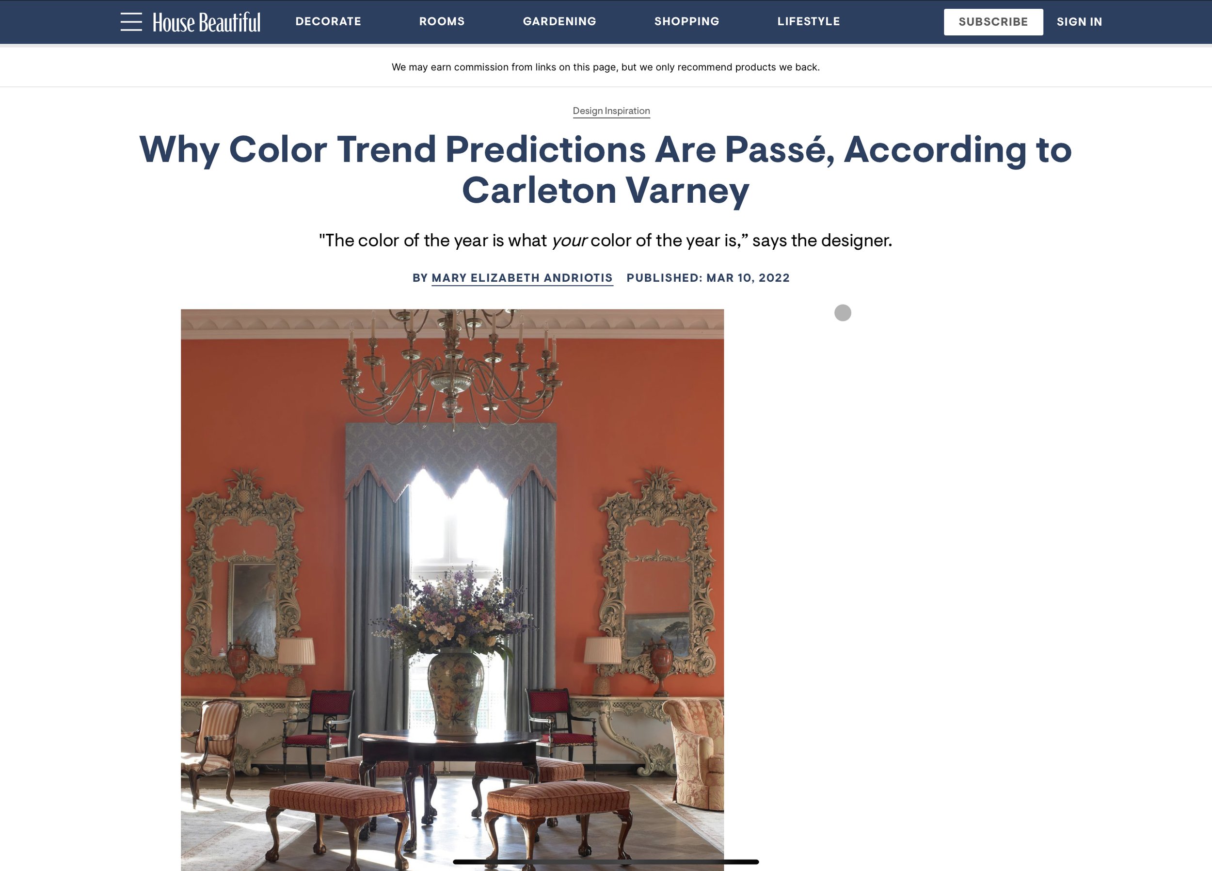 roomLift co-founder Megan Hersch comments on color trends in House Beautiful
