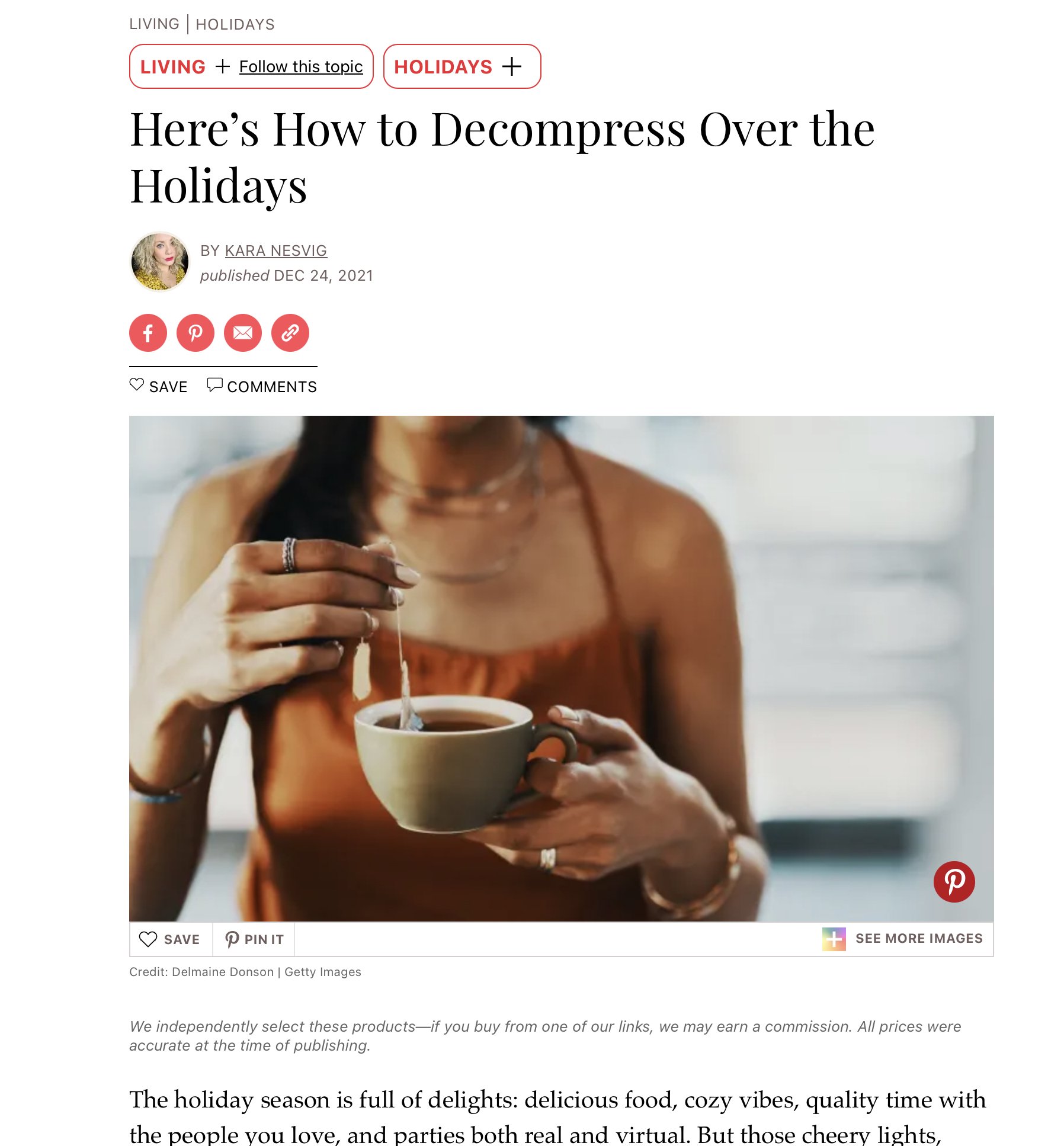 VFit Studio's Lauren Ferrara, RD featured in Apartment Therapy about how to decompress over the holidays