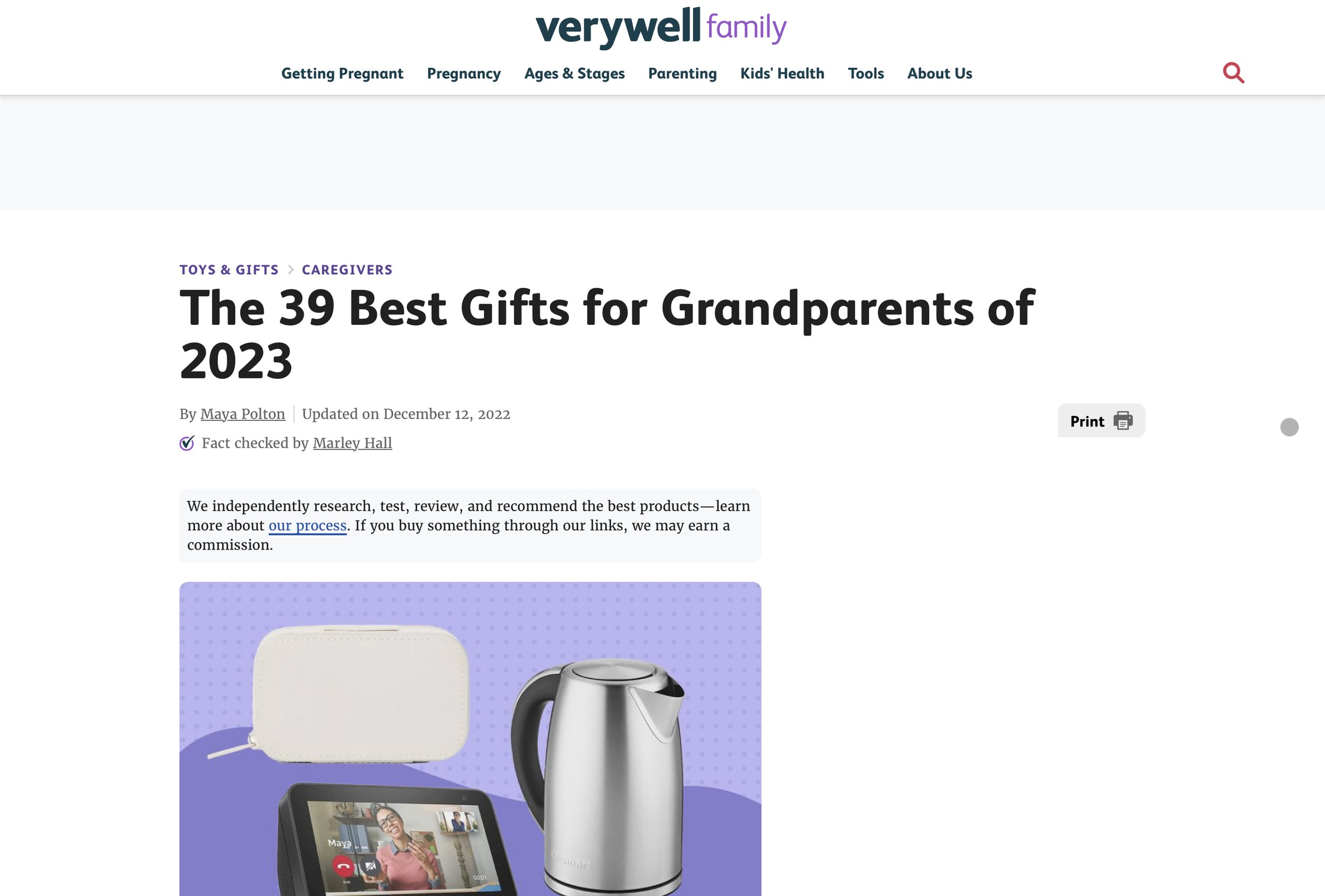 Love Talla featured in the Verywell Family gift guide for grandparents