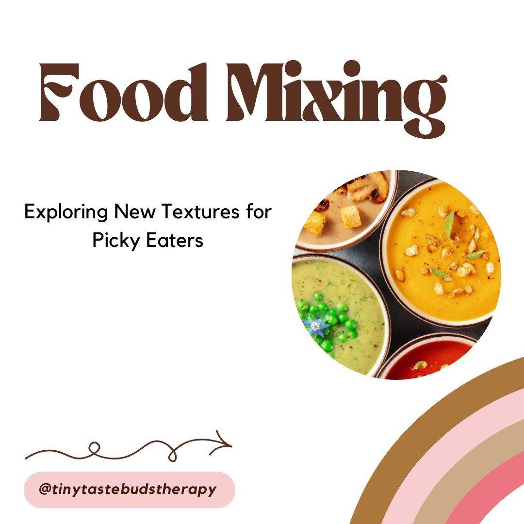 ✨ Does your little one have a hard time trying new textures? Don't worry, we've got some tricks for you! 🍽️👧👦

Introducing the concept of food mixing! 🌈 By gradually combining preferred and less preferred textures, we can help children expand the