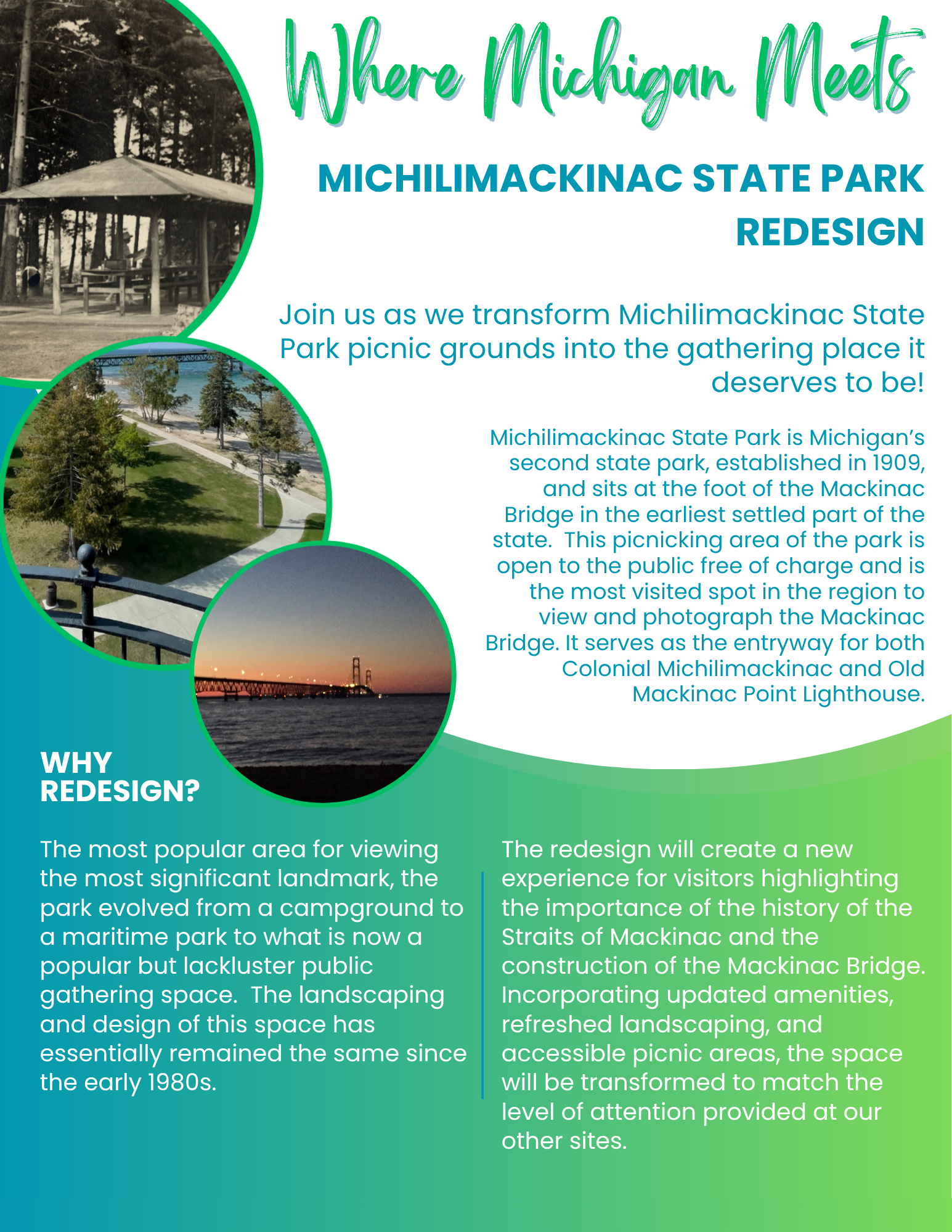 Where Michigan Meets Michilimackinac State Park Redesign Summary Image