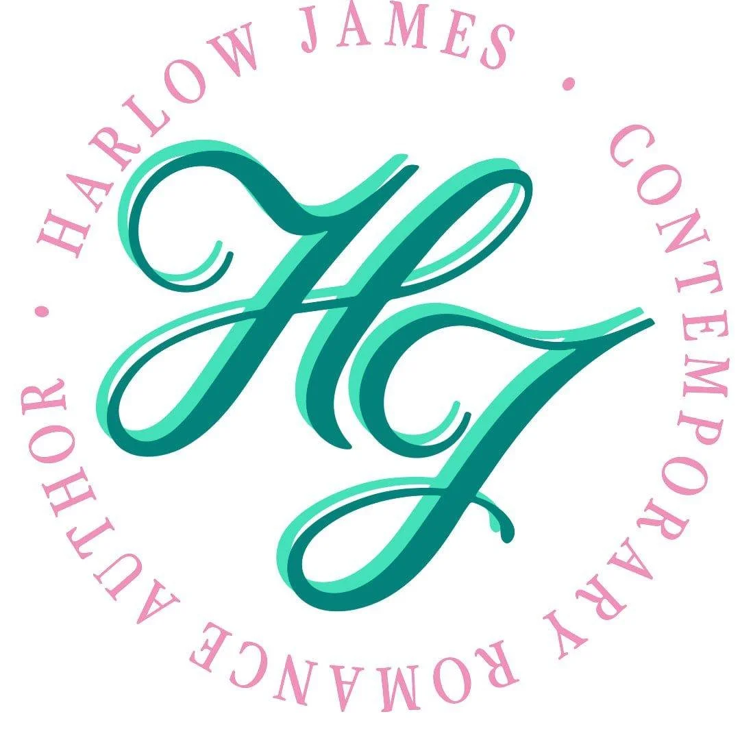 Stylized turquoise and teal letter 'H' with a pink circular text around reading 'Harlow James - Connecting You & Your Home'.