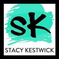 Logo with the letters 'SK' in black on a teal brushstroke background, and the text 'Stacy Kestwick' underneath.