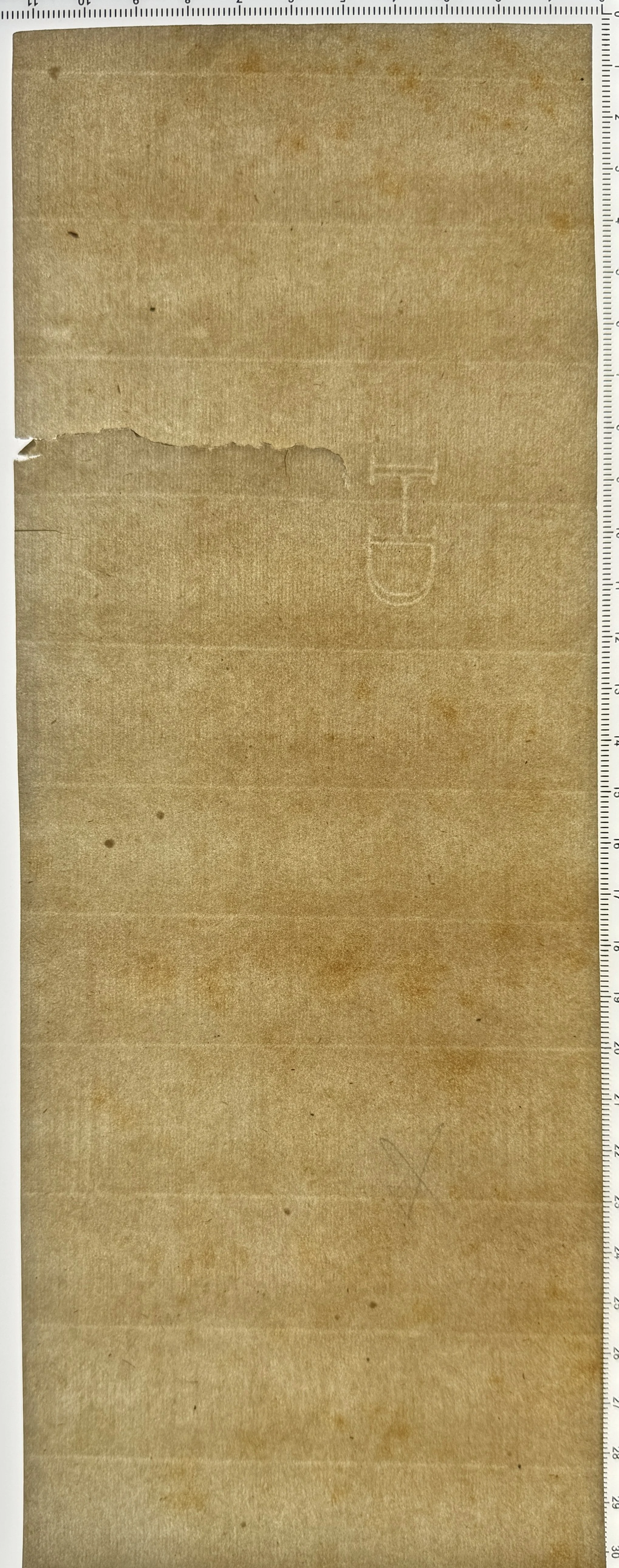 Another example of non-aligned offset rib shadows due to a laid screen made on a loom, causing offset shadow lines