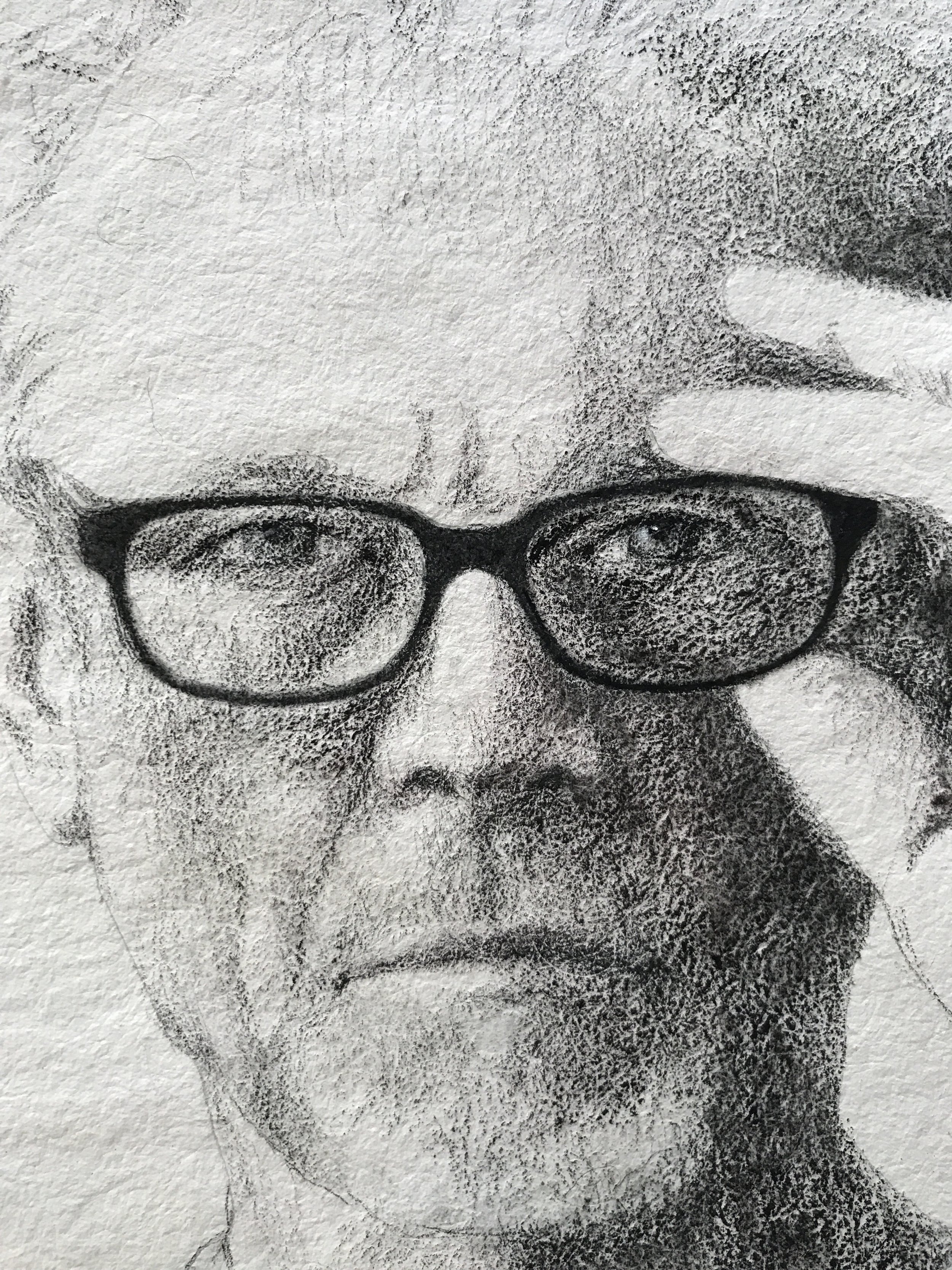 Working on self portrait, 2017