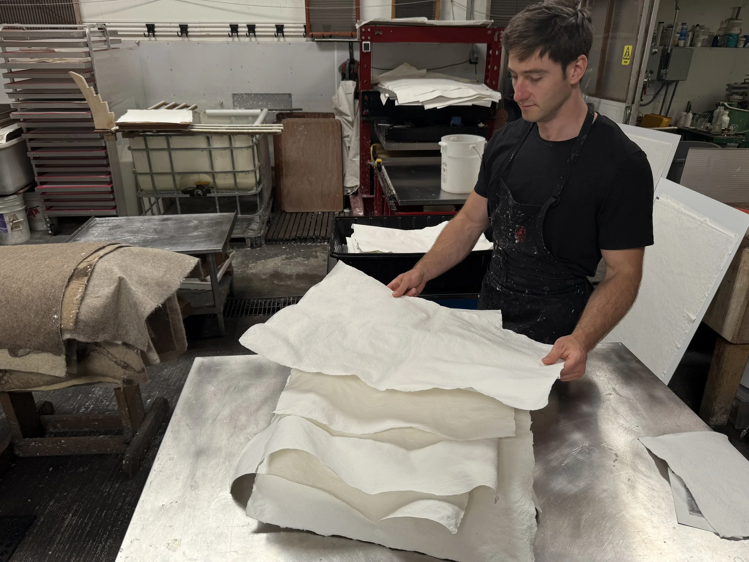 Magnolia Saper Studio: Max taking down sized sheets from the treble lines