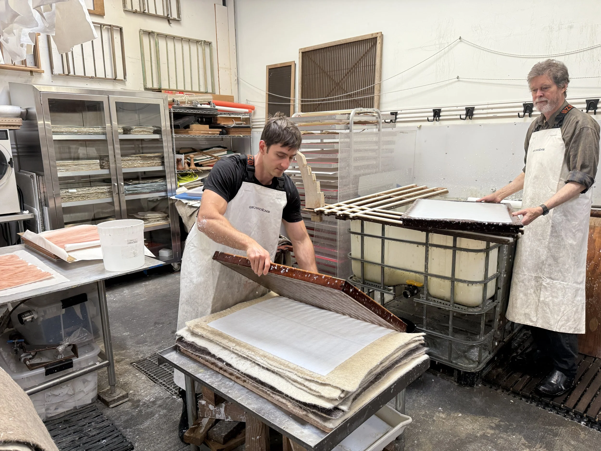 Magnolia Saper Studio: Max couching and Aldo (aka Don) at the vat
