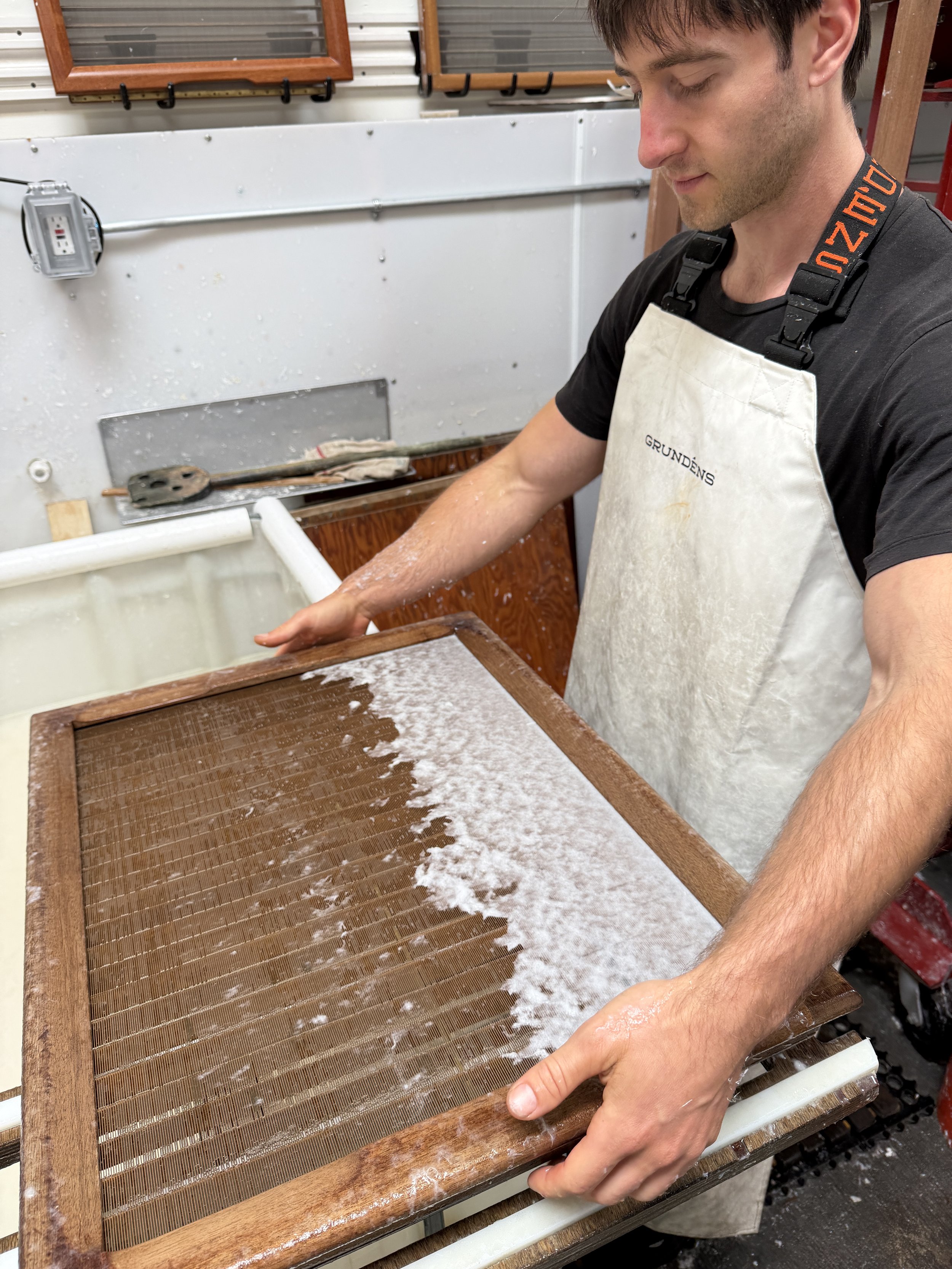 Magnolia Saper Studio: Half-rinsed sheet about to be second-dipped