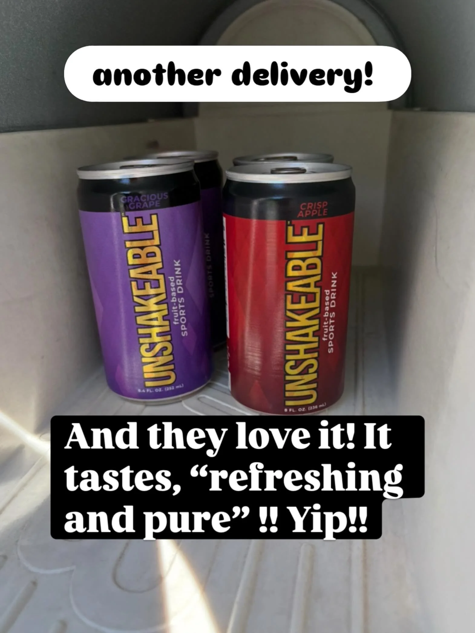 And another one 💜🙏❤️ another delivery in the neighborhood, their feedback&hellip; &ldquo;it&rsquo;s hard to explain, it just tasted so refreshing and pure&rdquo; ummm YES!!! They had shared that after drinking our UNSHAKEABLE Sports Drink it was ha