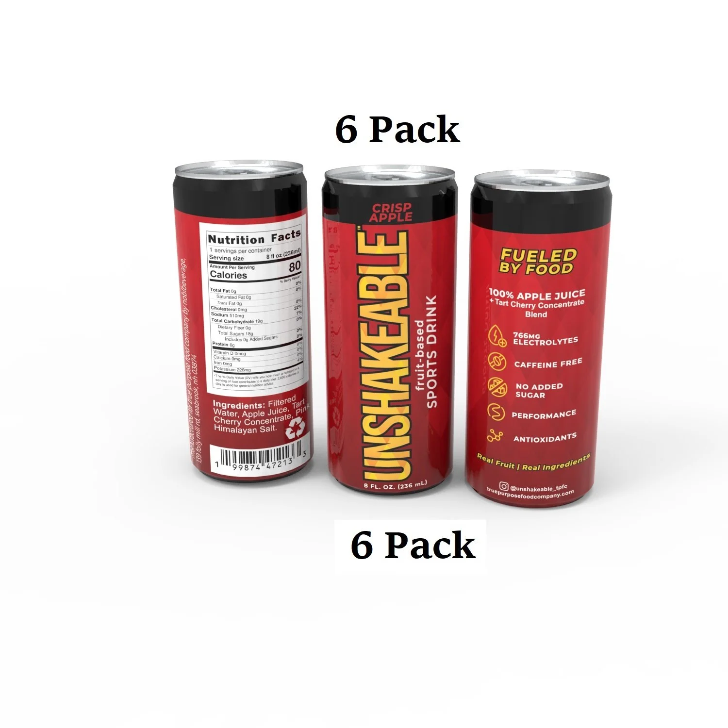 6 Pack - UNSHAKEABLE Crisp Apple SPORTS DRINK, 8 oz. Cans 6/pack ($4.50/can)