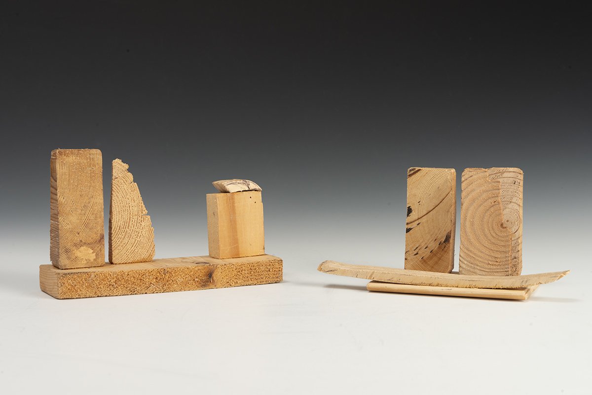  Wood Sculptures 4 and 5  5” x 7” x 2” and 4” x 7.5” x 4” 