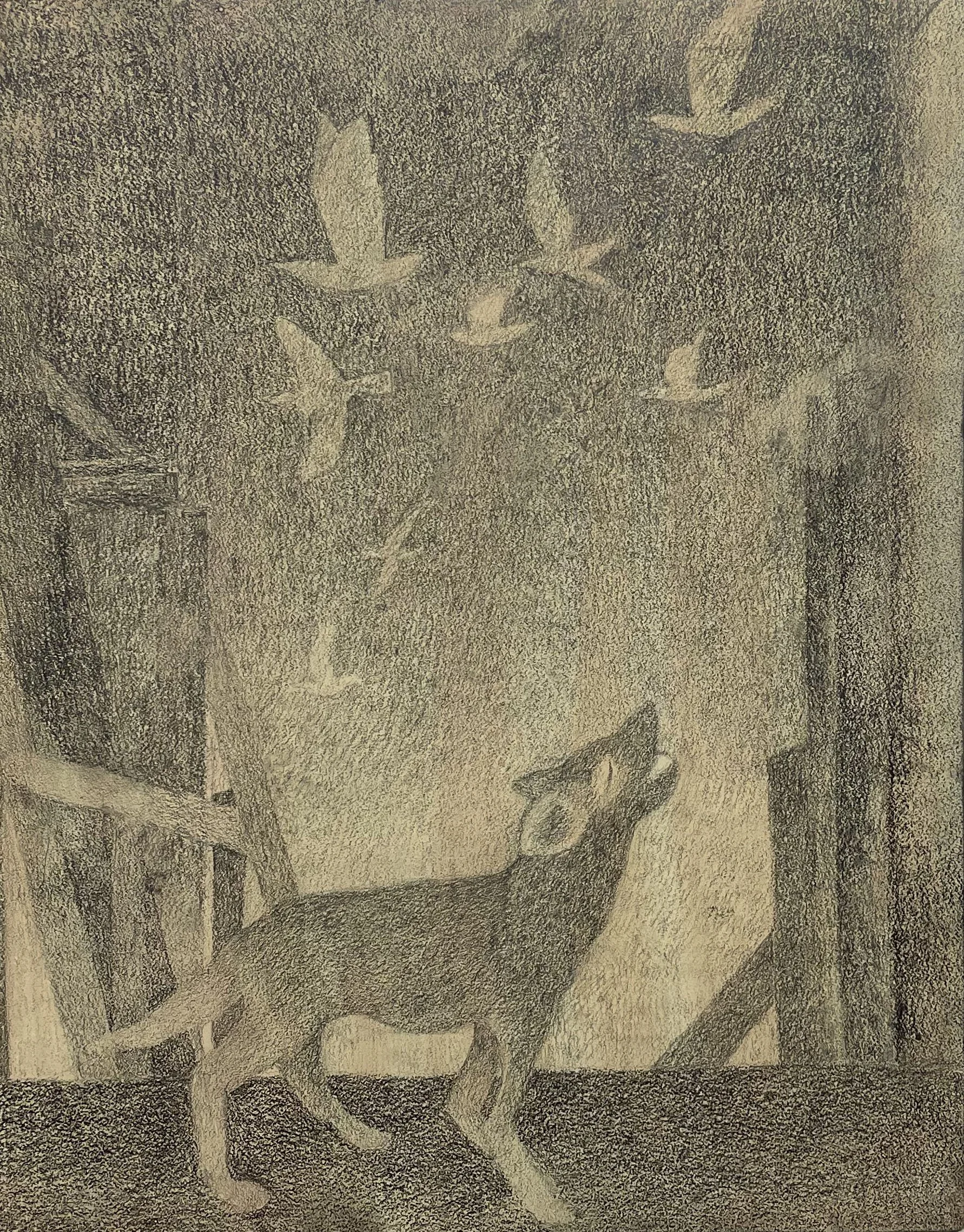  Crying Wolf  Graphite, colored pencil, acrylic paint on wood panel  10” x 8”