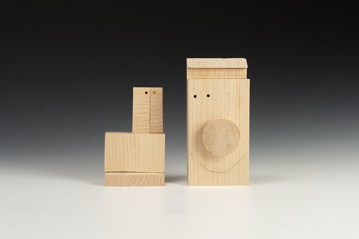  Wood Sculptures 6 and 7  7” x 3.5” x 1.25” and 5.5” x 3.5” x 2.25”
