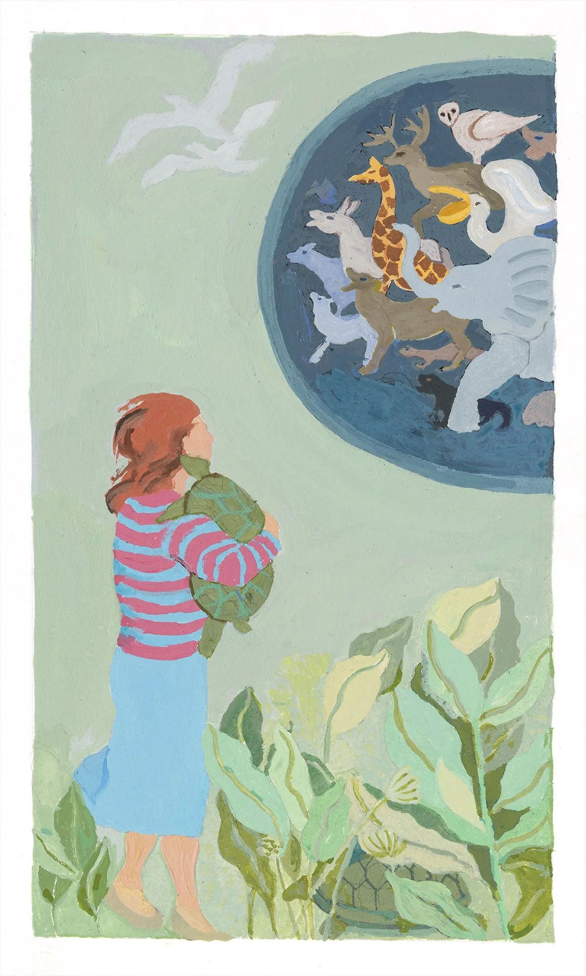  Only Connect  Gouache on paper  10” x 5.5”